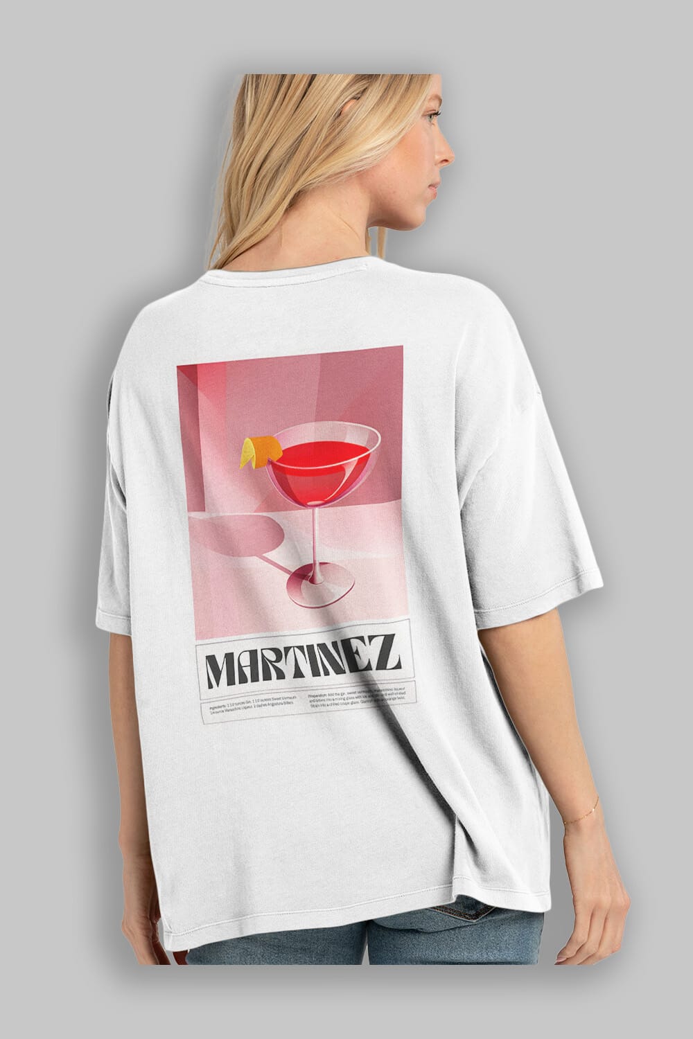 Martinez Arka Baskılı Oversize t-shirt Erkek Kadın Unisex %100 Pamuk Bisiklet Yaka tişort