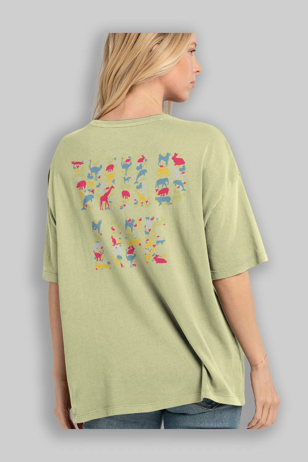 Wild Life Arka Baskılı Oversize t-shirt %100 pamuk Erkek Kadın Unisex