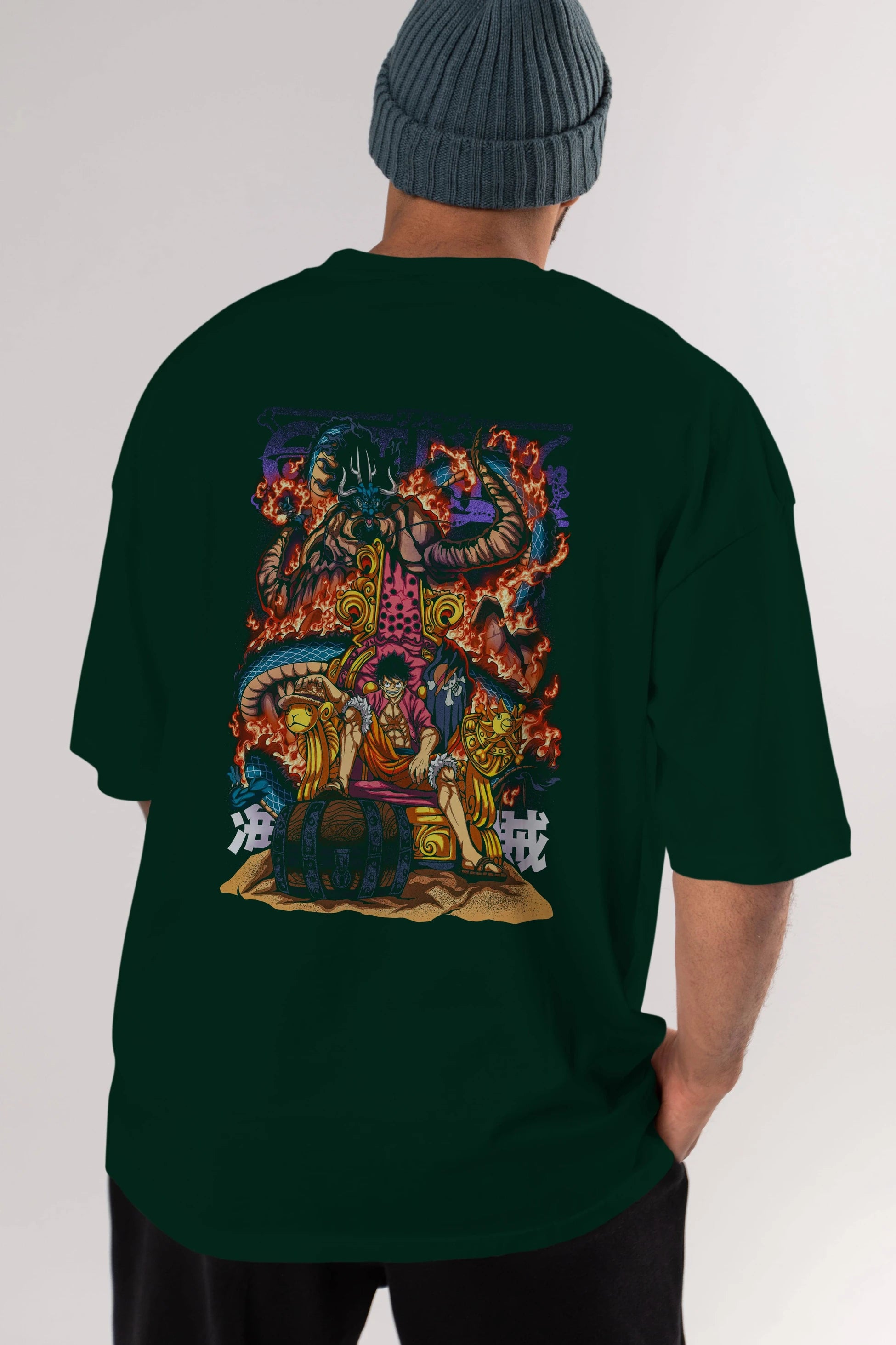 MONKEY D. LUFFY 1 Anime Arka Baskılı Oversize t-shirt Erkek Kadın Unisex