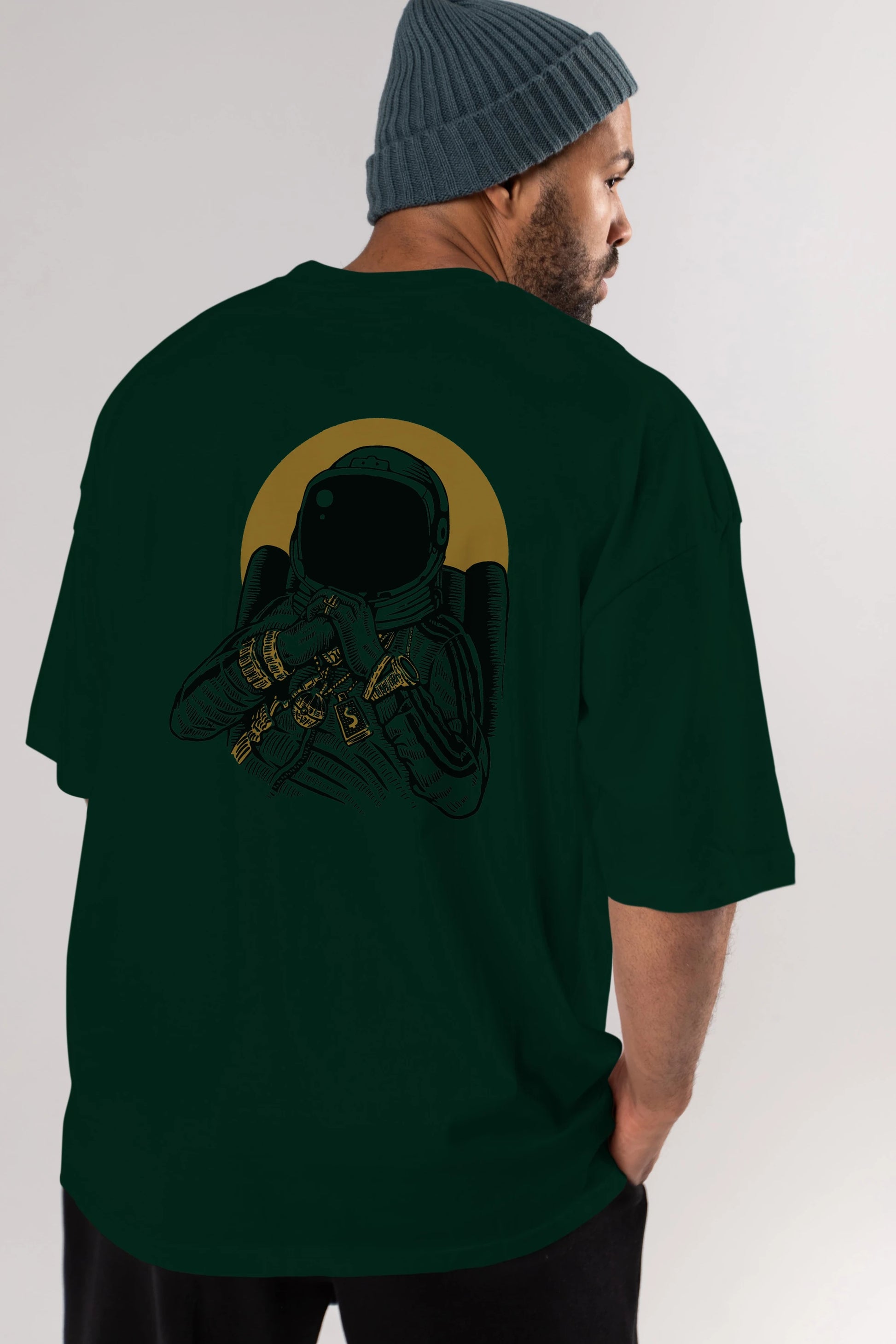 Space Dee Jay Arka Baskılı Oversize t-shirt Erkek Kadın Unisex %100 Pamuk