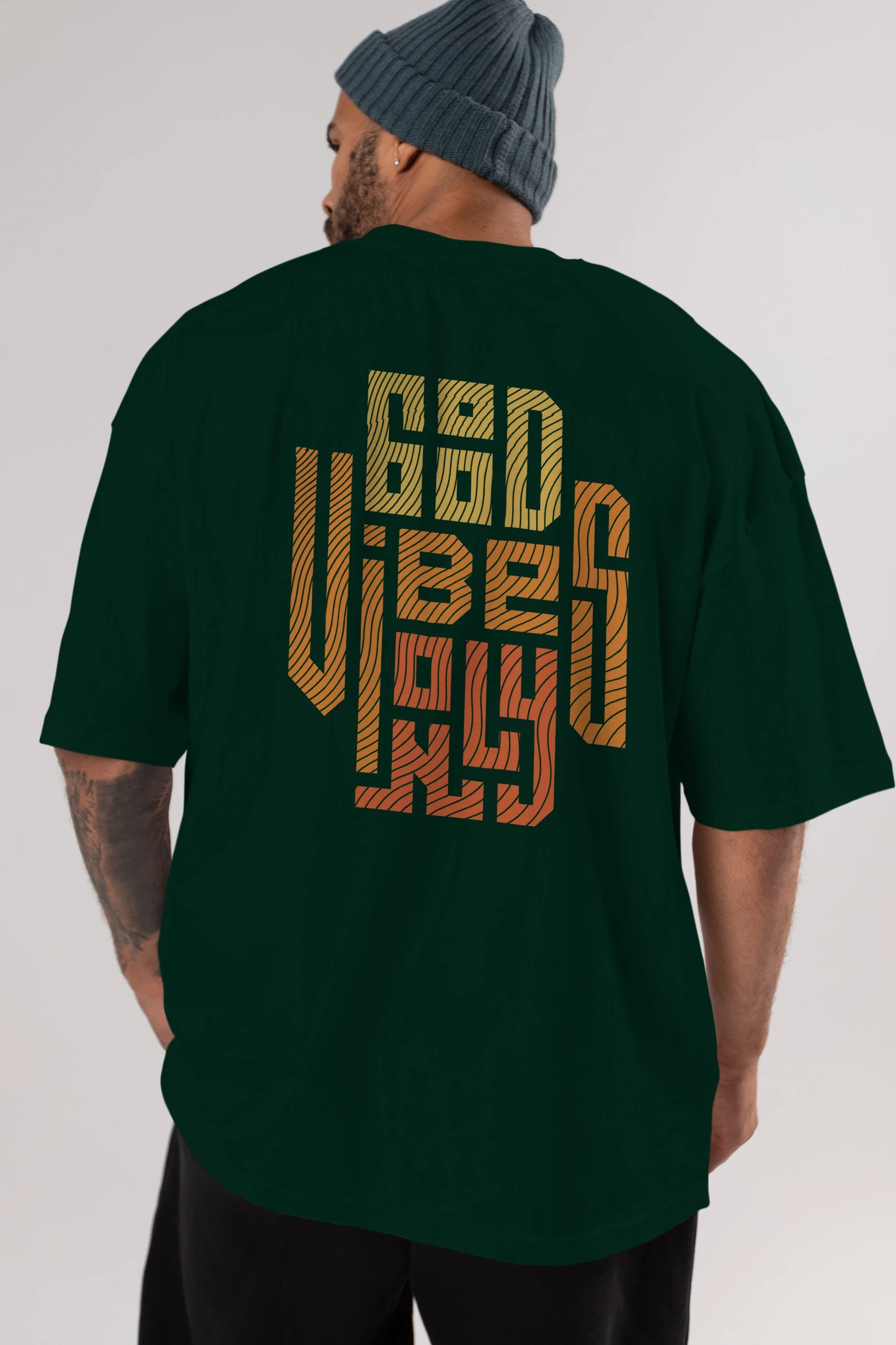 Good Vibes Only 2 Yazılı Arka Baskılı Oversize t-shirt Erkek Kadın Unisex