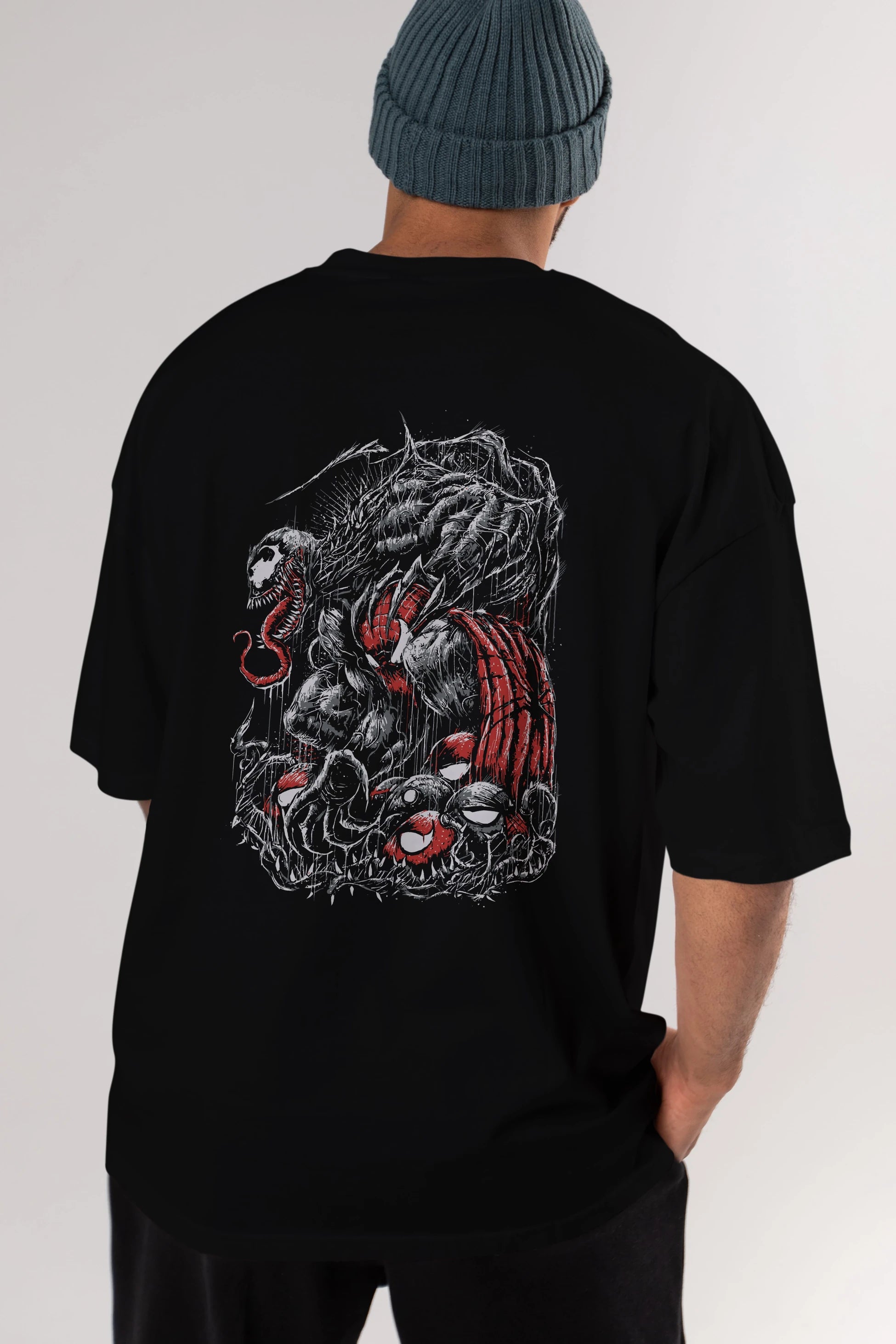 Venom (14) Arka Baskılı Oversize t-shirt Erkek Kadın Unisex %100 Pamuk Bisiklet Yaka tişort