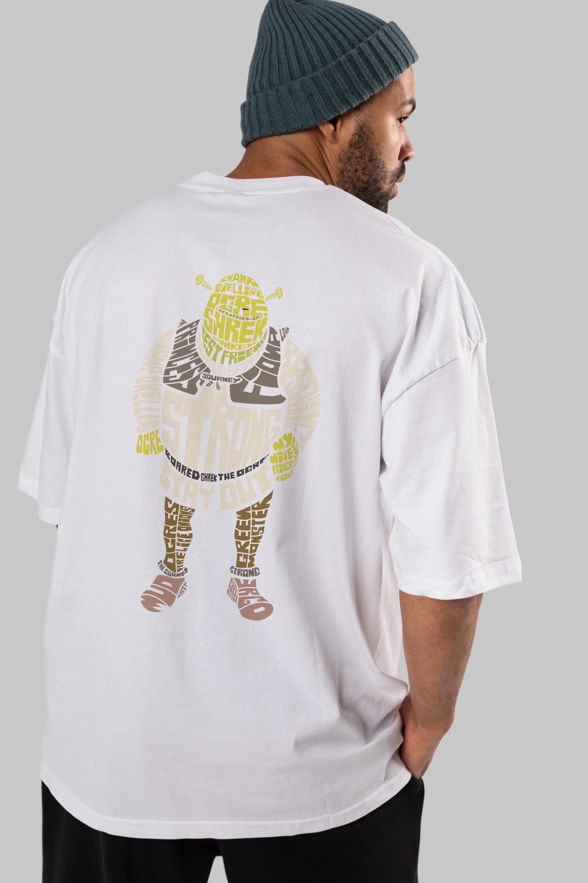 Shrek Arka Baskılı Oversize t-shirt %100 pamuk Erkek Kadın Unisex