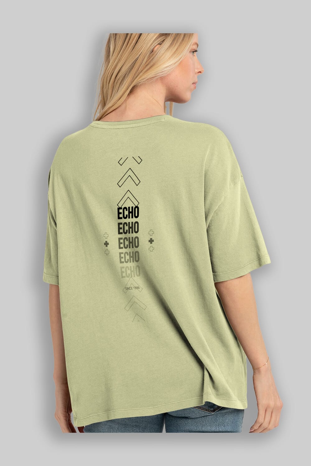 Echo Yazılı Arka Baskılı Oversize t-shirt Erkek Kadın Unisex
