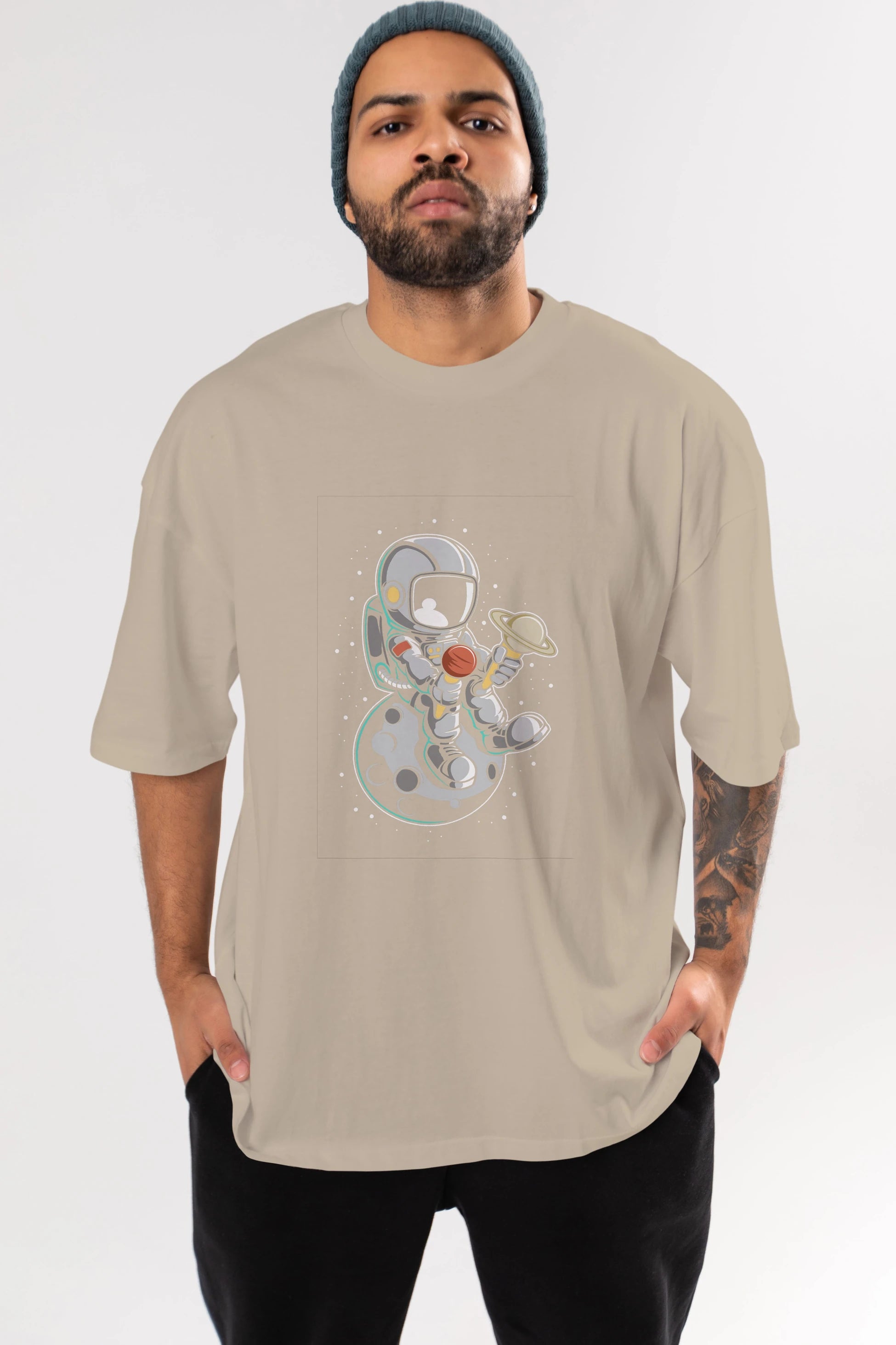 Astronaut Ice Cream (2) Ön Baskılı Oversize t-shirt Erkek Kadın Unisex
