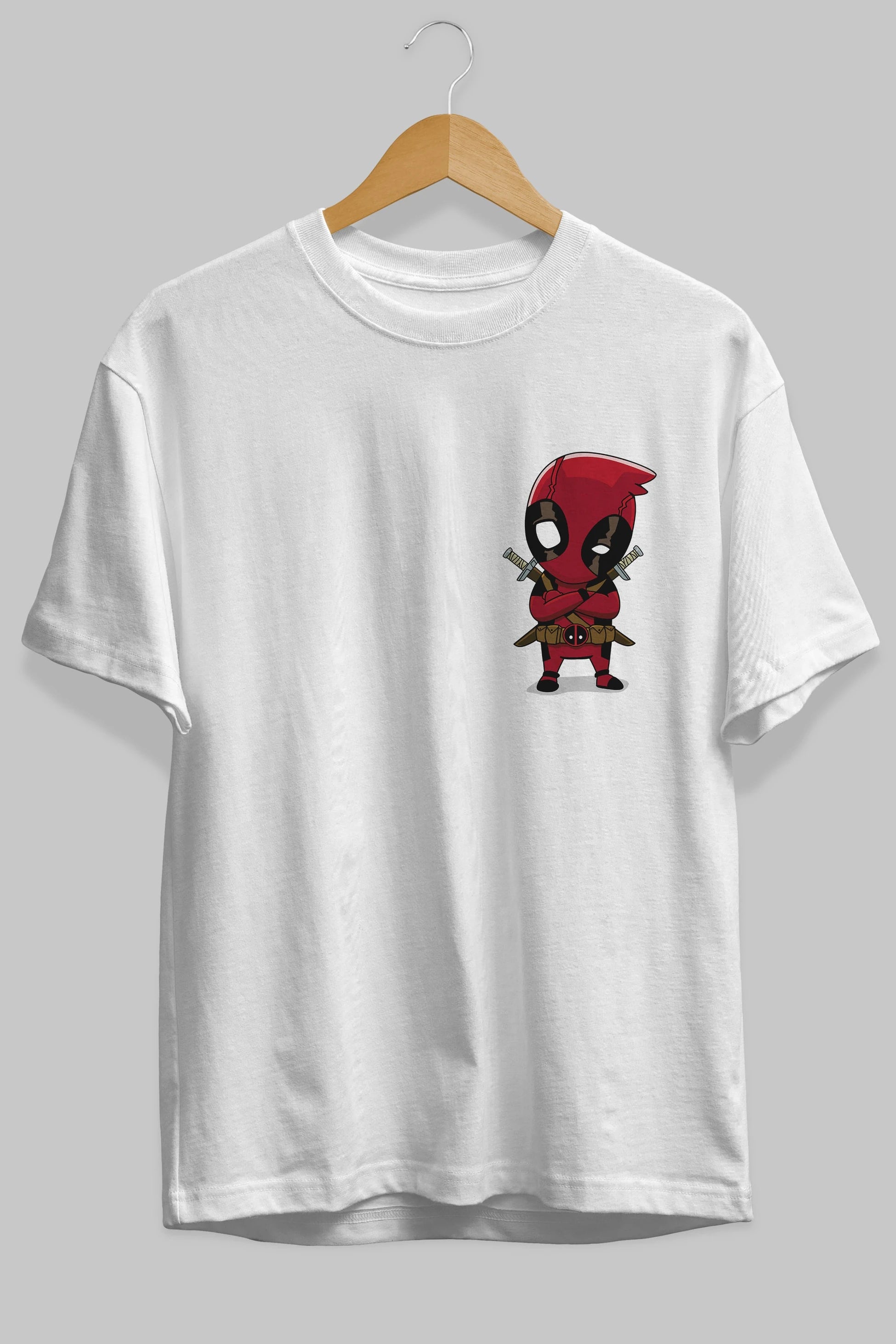 Deadpool (19) Ön Sol Baskılı Oversize t-shirt Erkek Kadın Unisex %100 Pamuk Bisiklet Yaka tişort