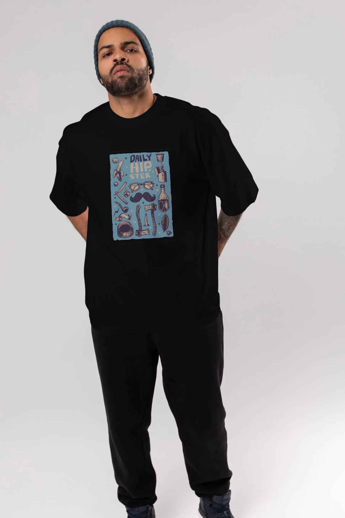 Hipster Ön Baskılı Oversize t-shirt Erkek Kadın Unisex %100 Pamuk tişort