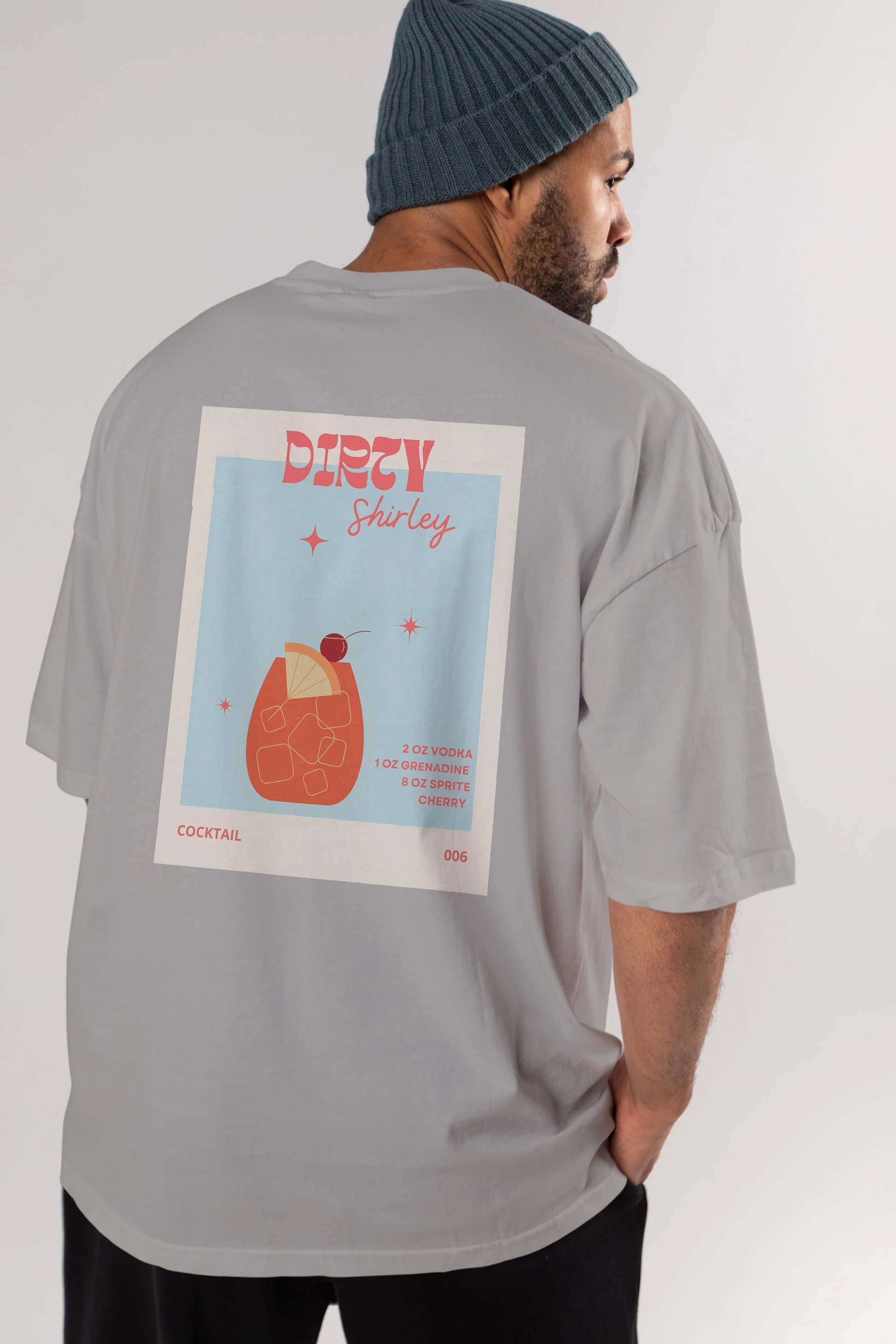 Dirty Shirley Arka Baskılı Oversize t-shirt Erkek Kadın Unisex %100 Pamuk Bisiklet Yaka tişort