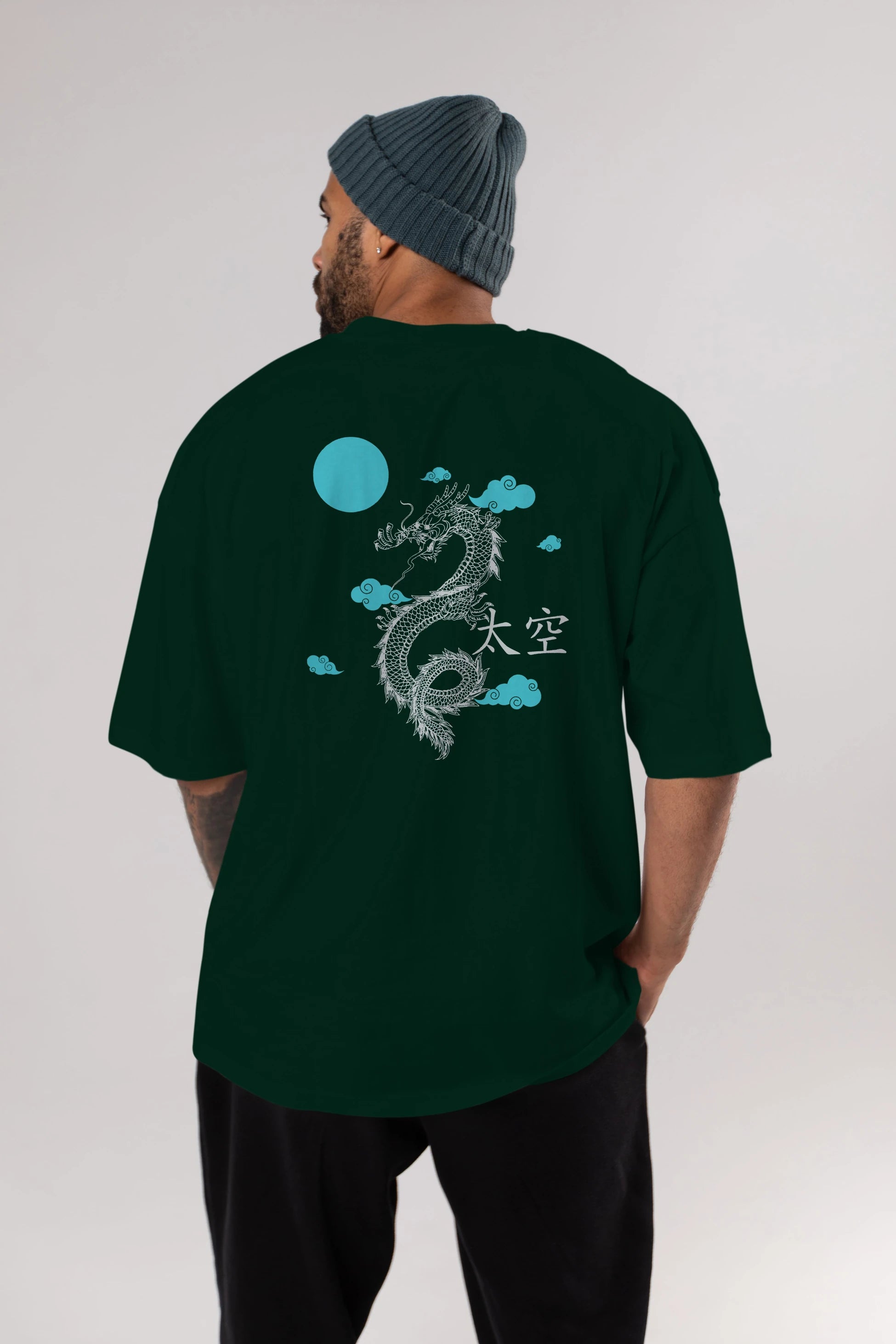 Chinese Dragon Arka Baskılı Oversize t-shirt Erkek Kadın Unisex