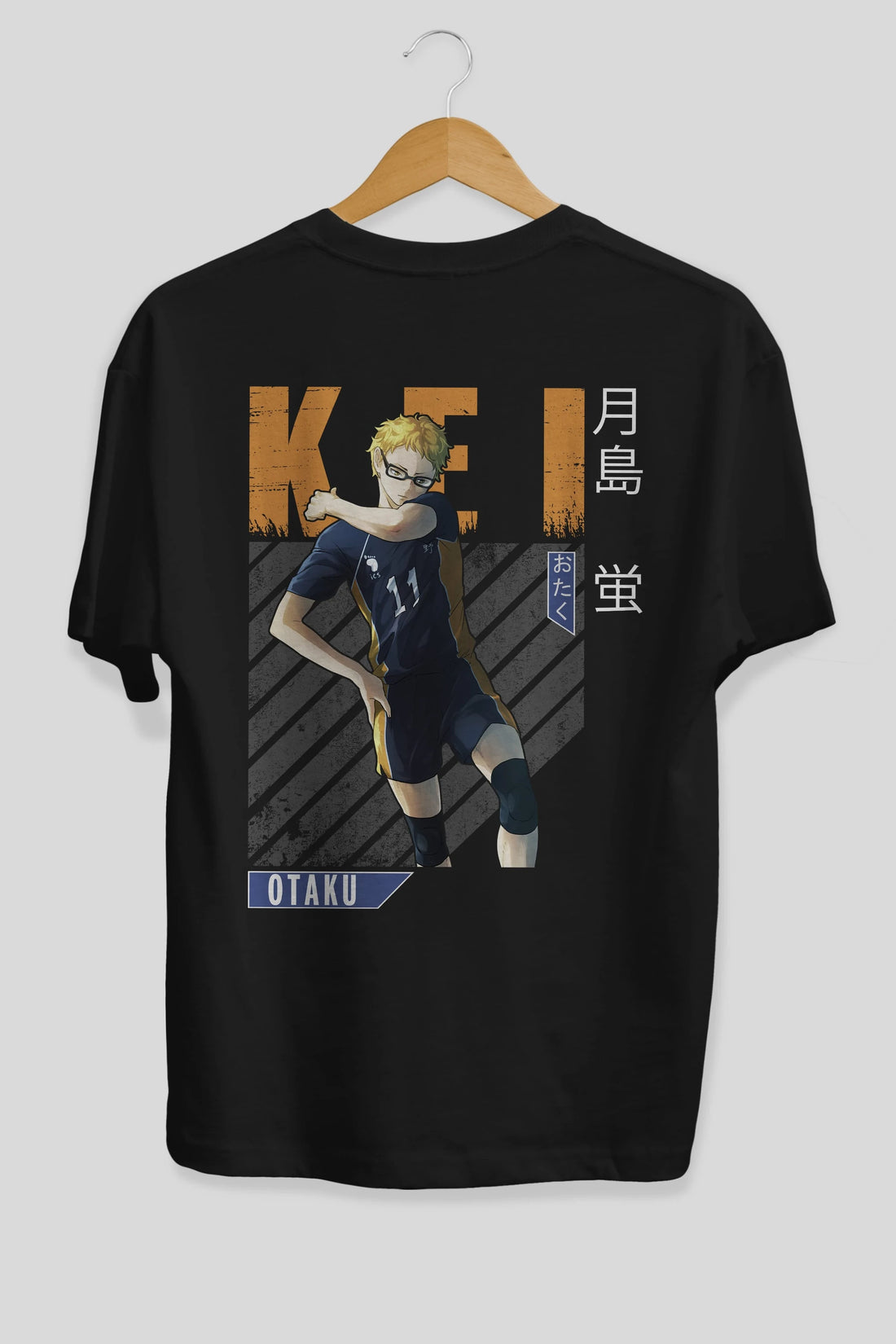 Kei Tsukishima 2 Anime Arka Baskılı Oversize t-shirt Erkek Kadın Unisex