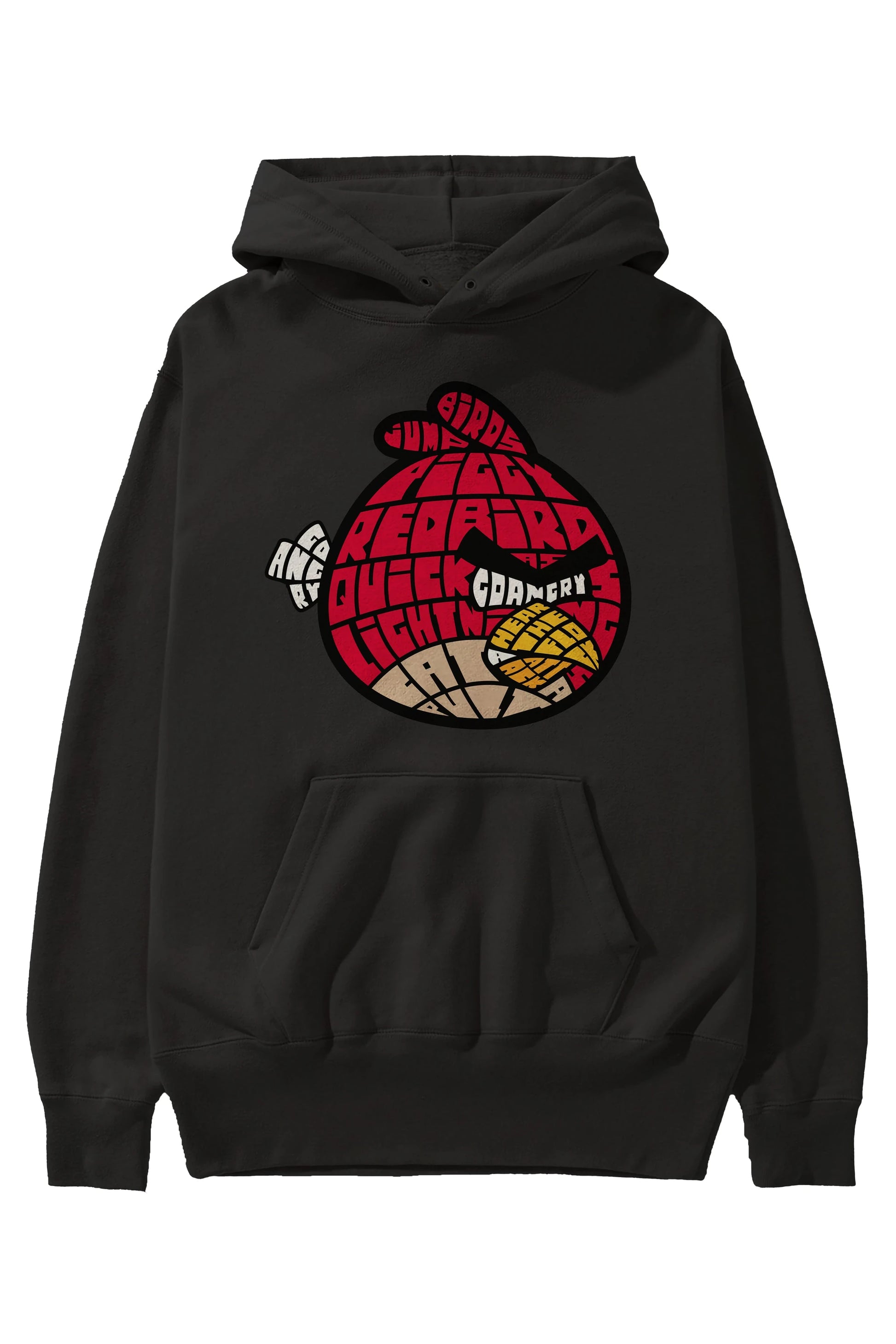 Bird With Anger Ön Baskılı Hoodie Oversize Kapüşonlu Sweatshirt Erkek Kadın Unisex