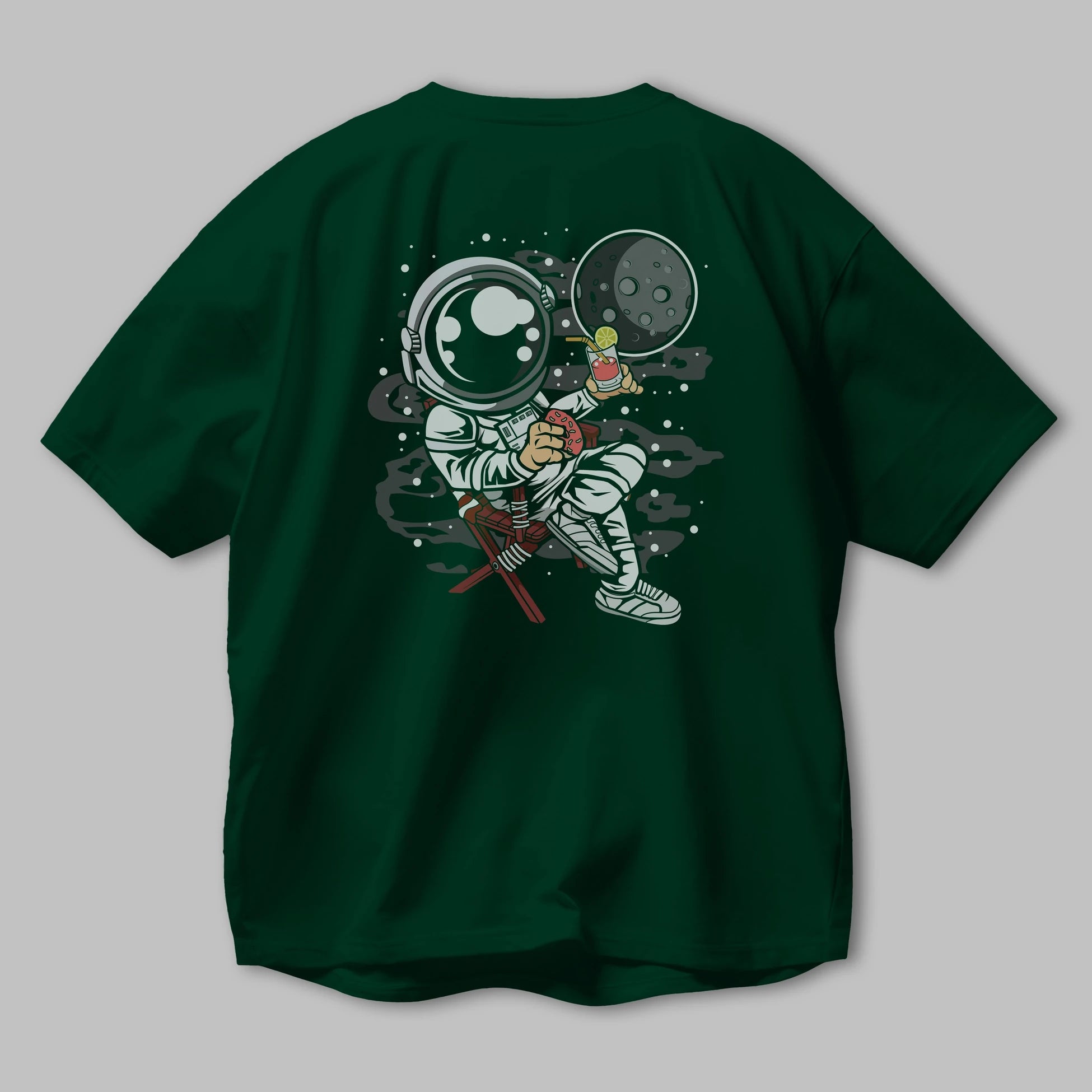 Holiday Astronaut Arka Baskılı Oversize t-shirt Erkek Kadın Unisex