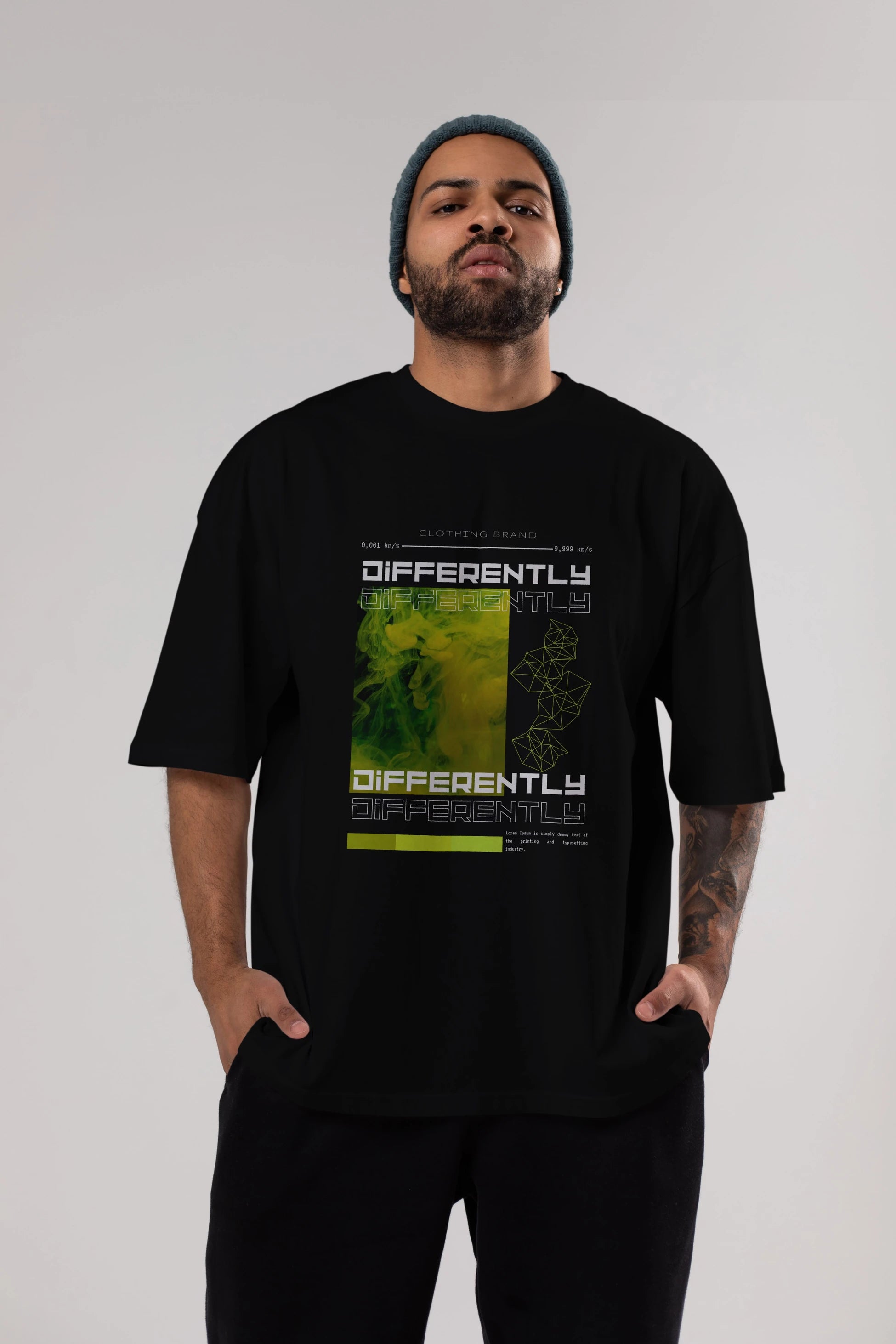 Differently Yazılı Ön Baskılı Oversize t-shirt Erkek Kadın Unisex