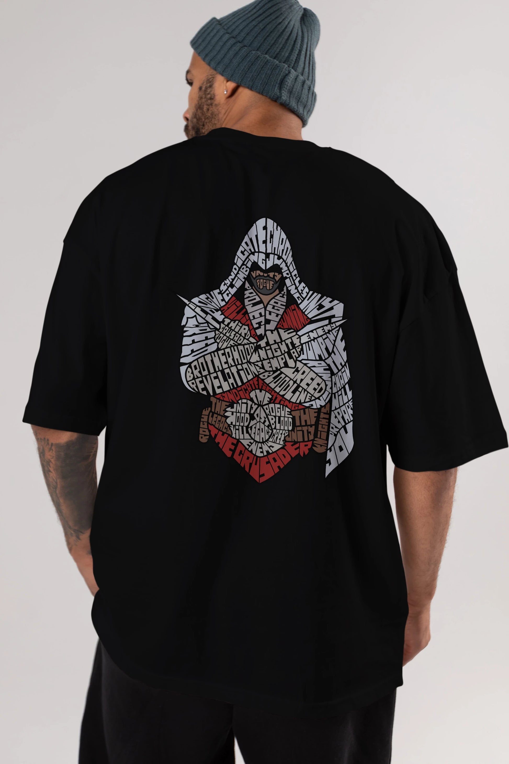 Assassins Arka Baskılı Oversize t-shirt %100 pamuk Erkek Kadın Unisex