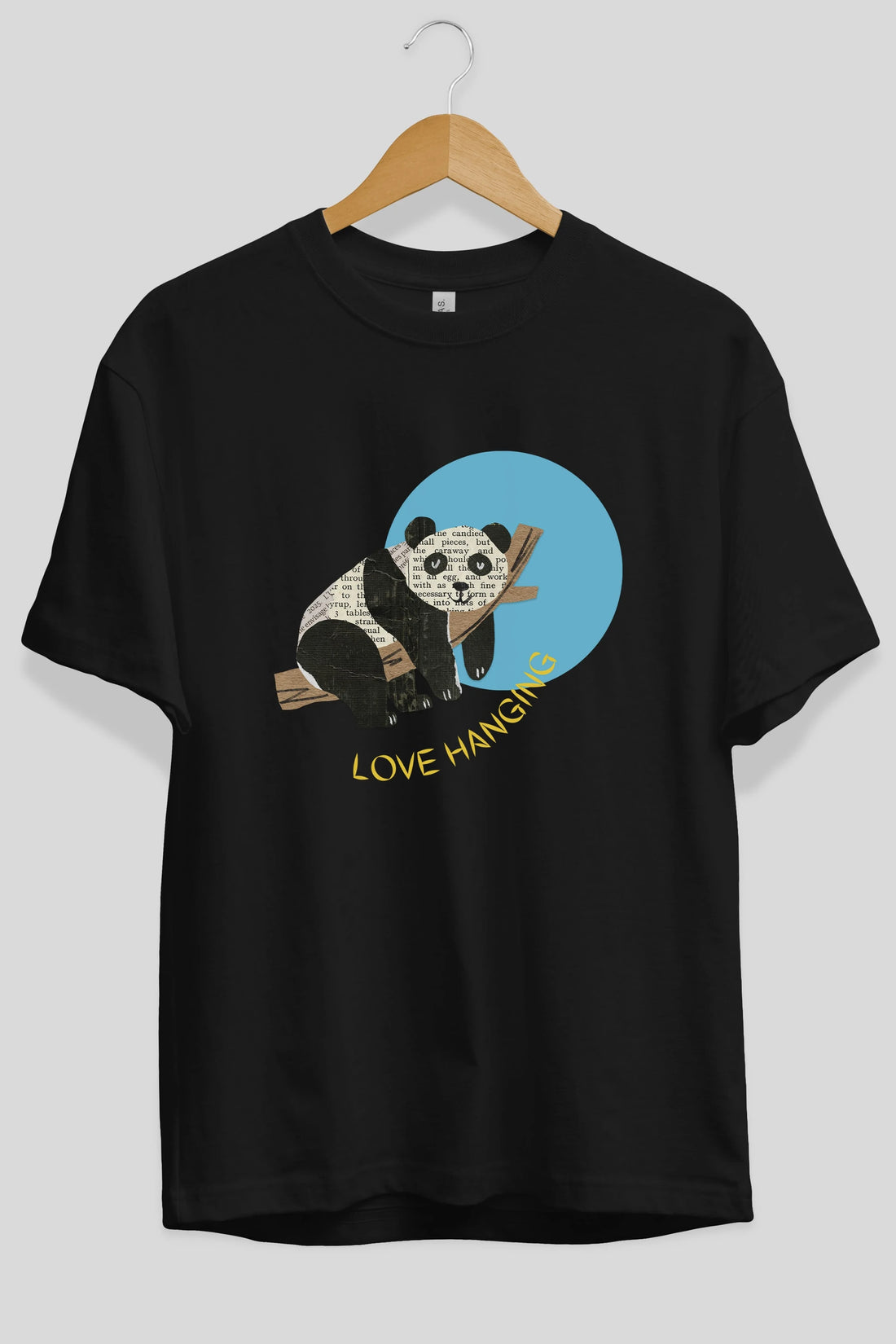 Panda Love Hanging Ön Baskılı Oversize t-shirt Erkek Kadın Unisex