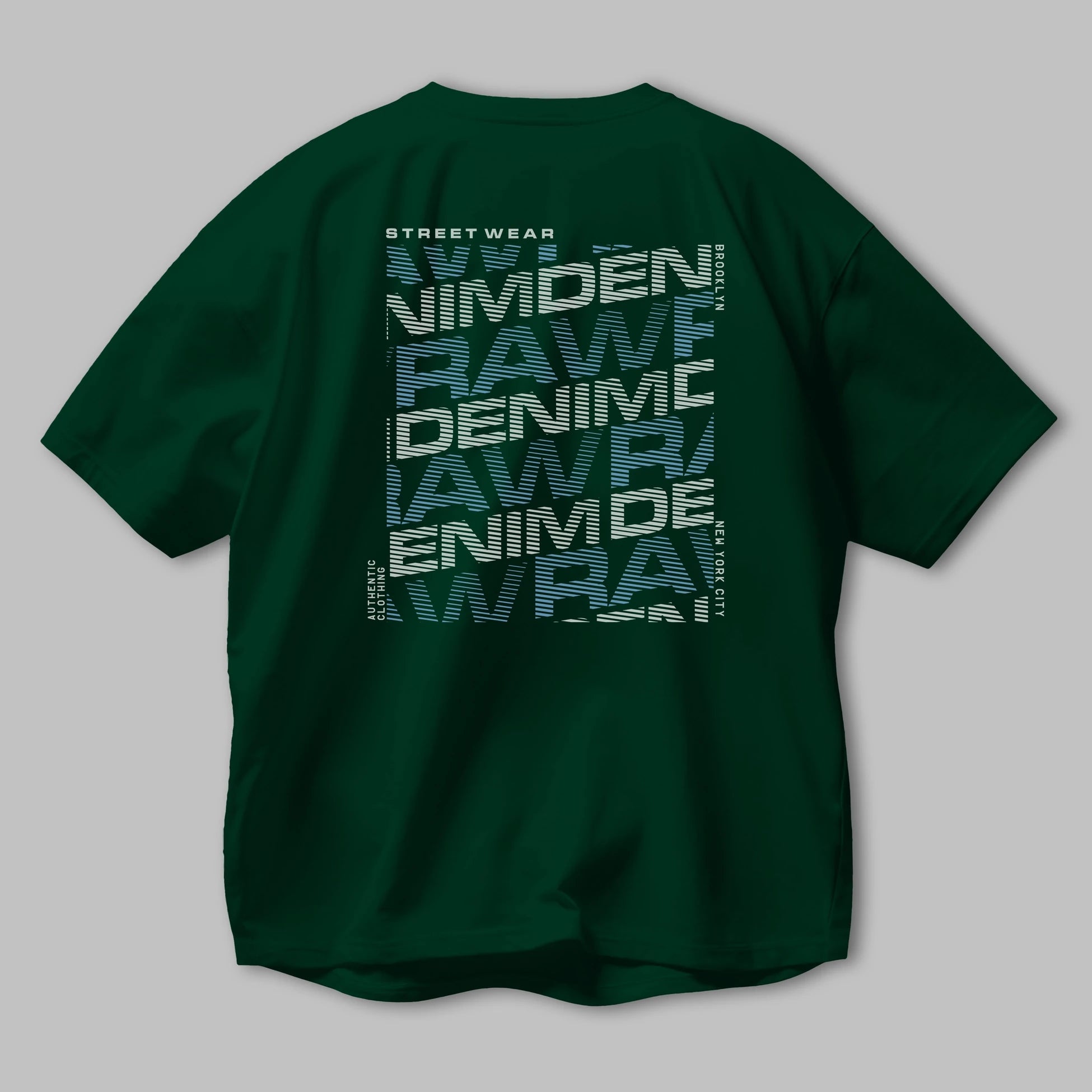 Raw Denim Arka Baskılı Oversize t-shirt Erkek Kadın Unisex