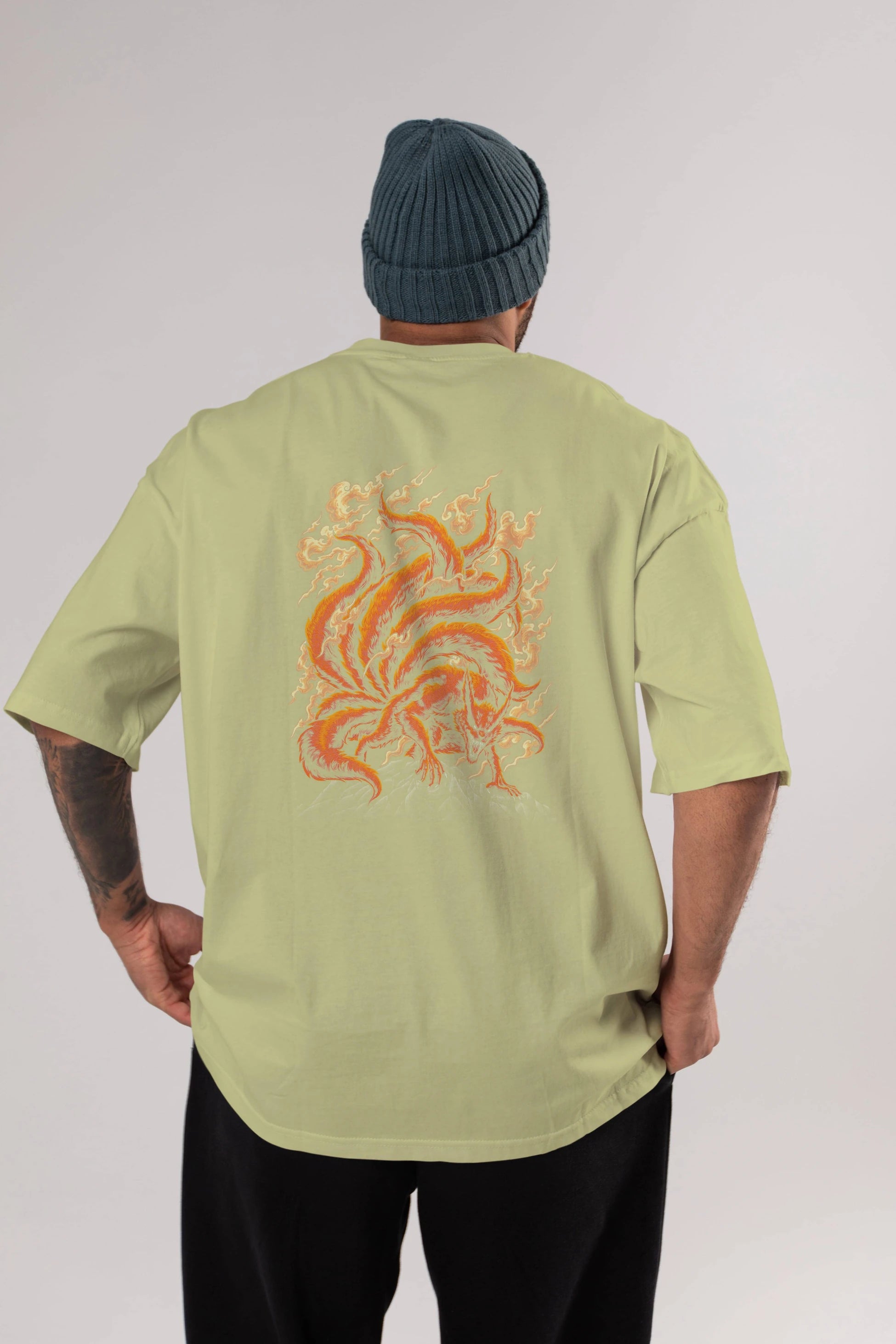 NARUTO KYUUBI Anime Arka Baskılı Oversize t-shirt Erkek Kadın Unisex