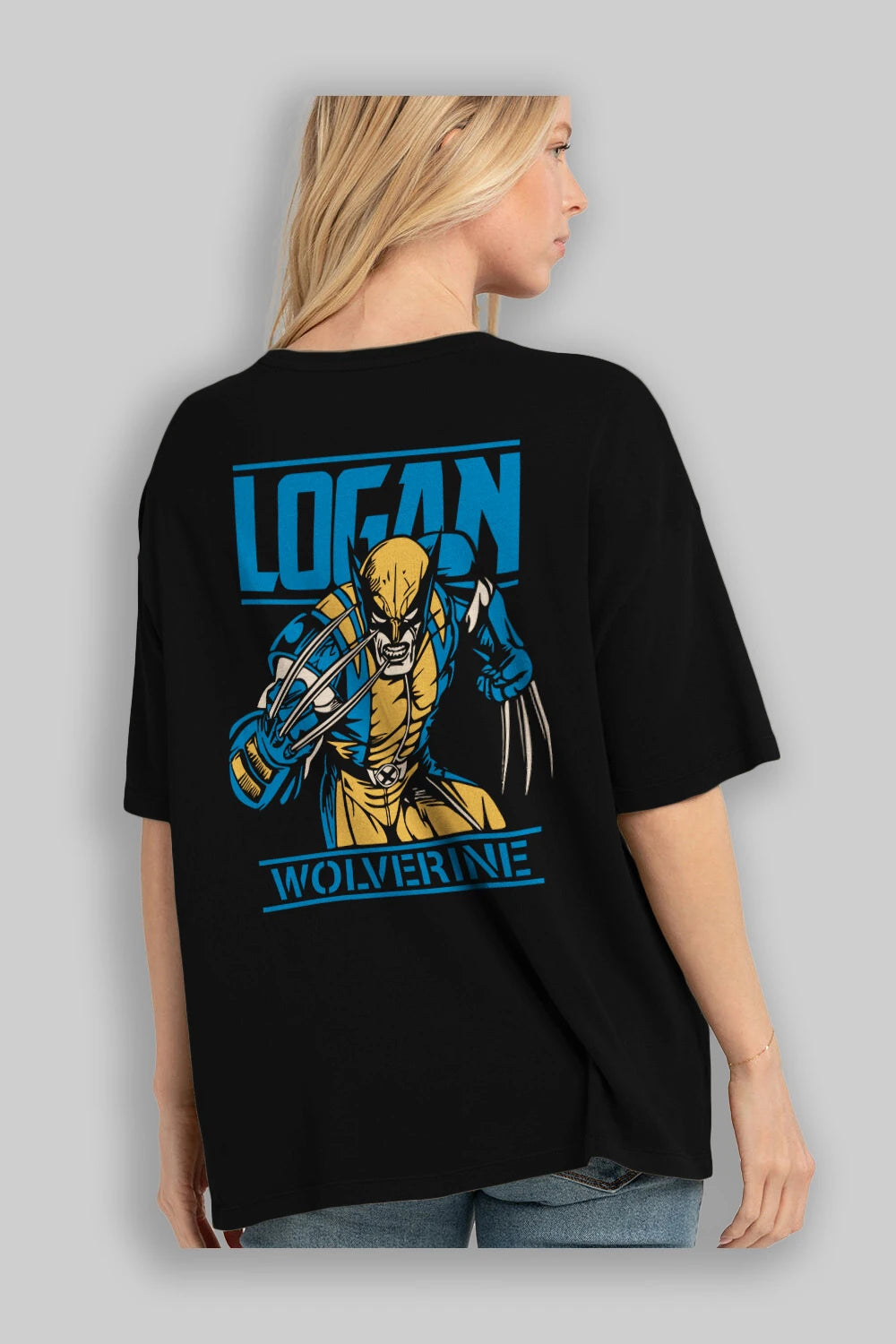 Wolverine Logan Arka Baskılı Oversize t-shirt Erkek Kadın Unisex %100 Pamuk Bisiklet Yaka tişort
