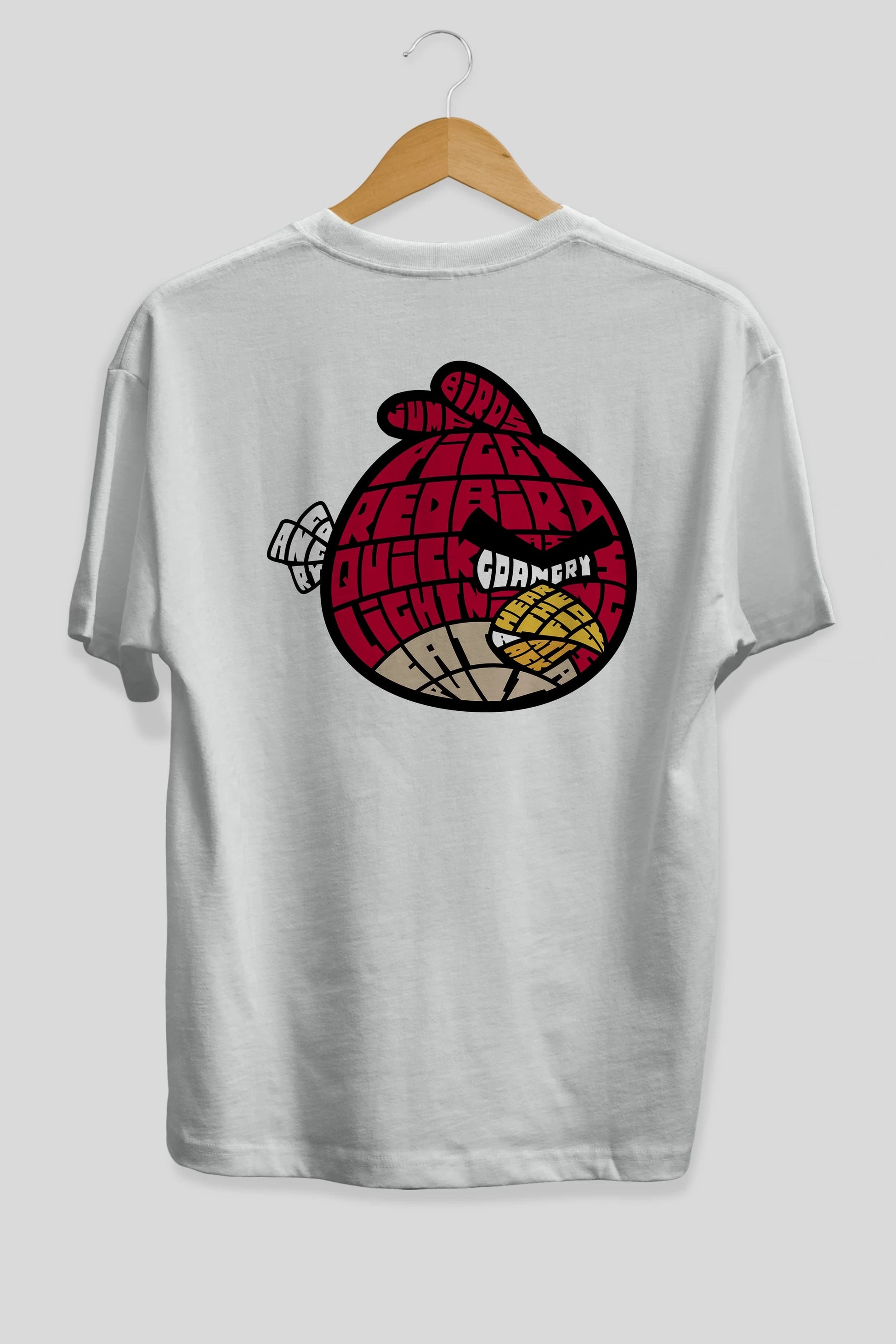 Bird With Anger Arka Baskılı Oversize t-shirt %100 pamuk Erkek Kadın Unisex