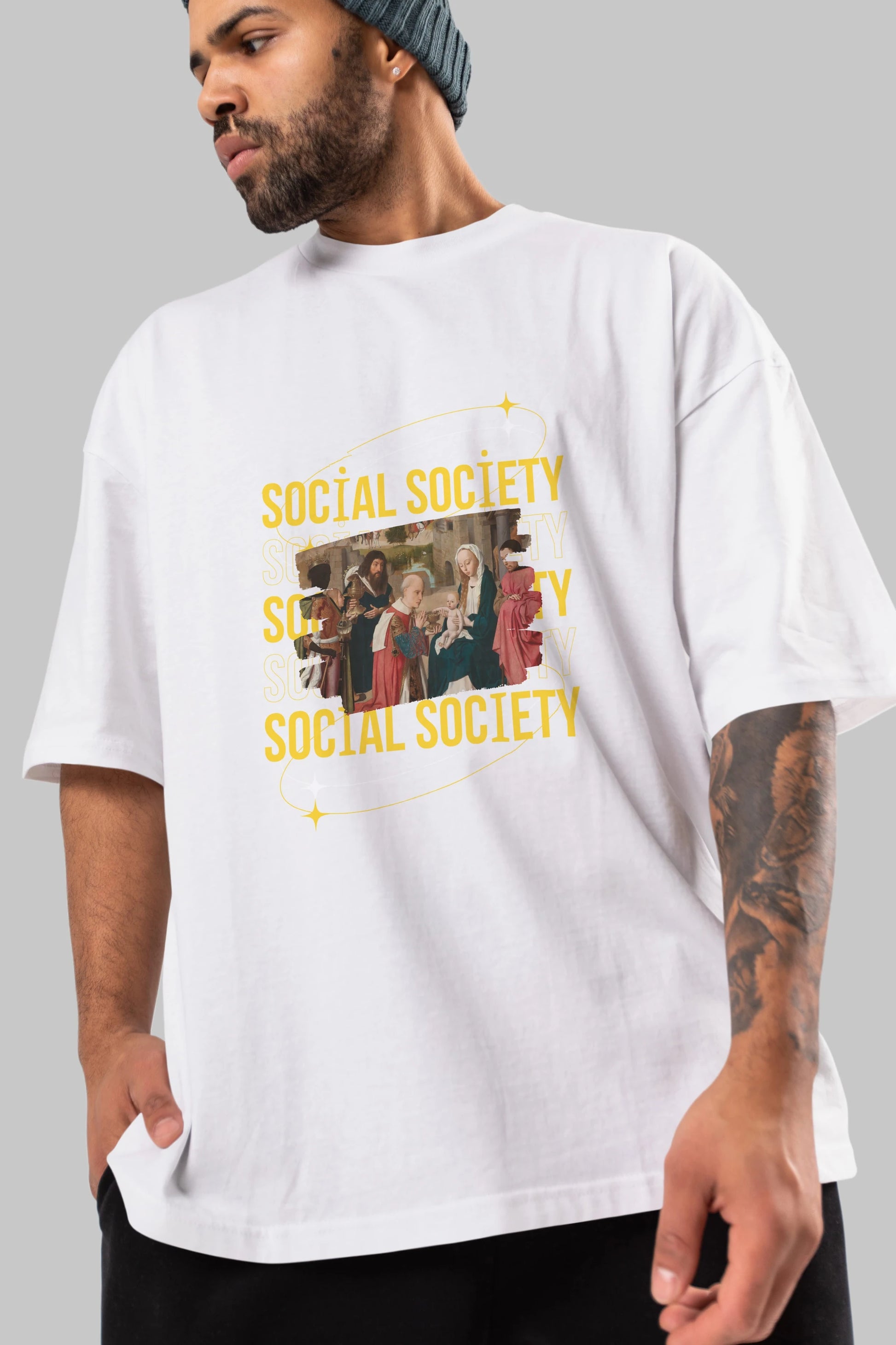Social Society Yazılı Ön Baskılı Oversize t-shirt Erkek Kadın Unisex