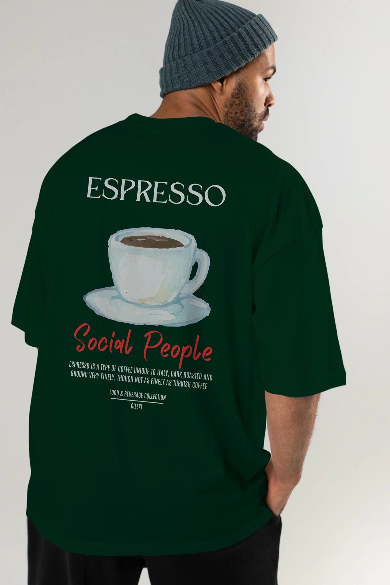 Espresso Kokteyl Serisi Baskılı Oversize t-shirt Erkek Kadın Unisex %100 Pamuk Bisiklet Yaka tişort