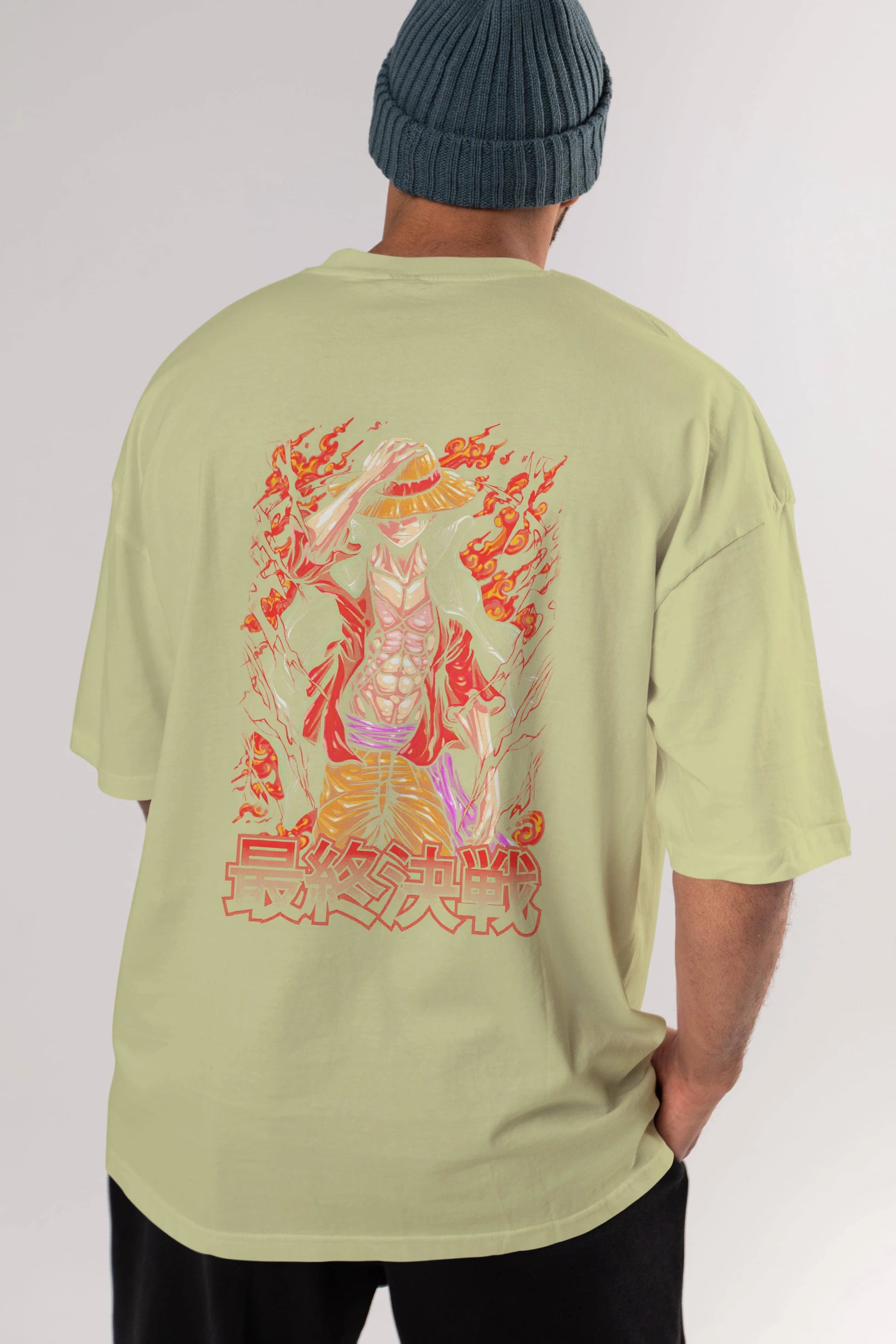MONKEY D. LUFFY (3) Anime Arka Baskılı Oversize t-shirt Erkek Kadın Unisex