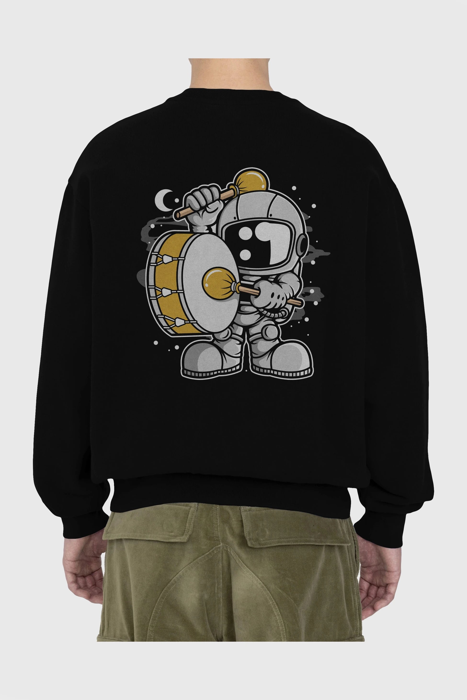 Astronaut Marching Band Arka Baskılı Oversize Sweatshirt Erkek Kadın Unisex