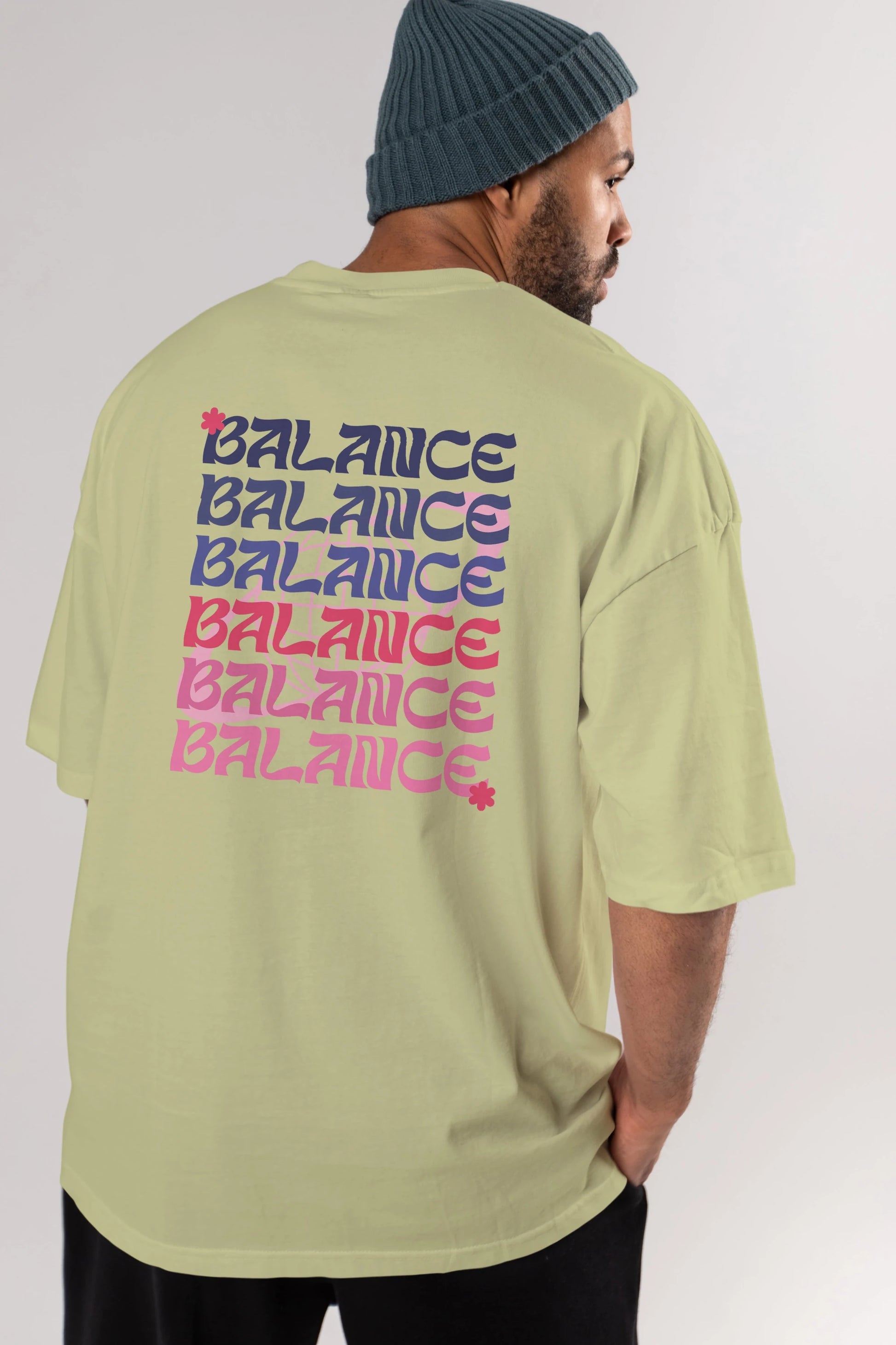 Balance Yazılı Arka Baskılı Oversize t-shirt Erkek Kadın Unisex