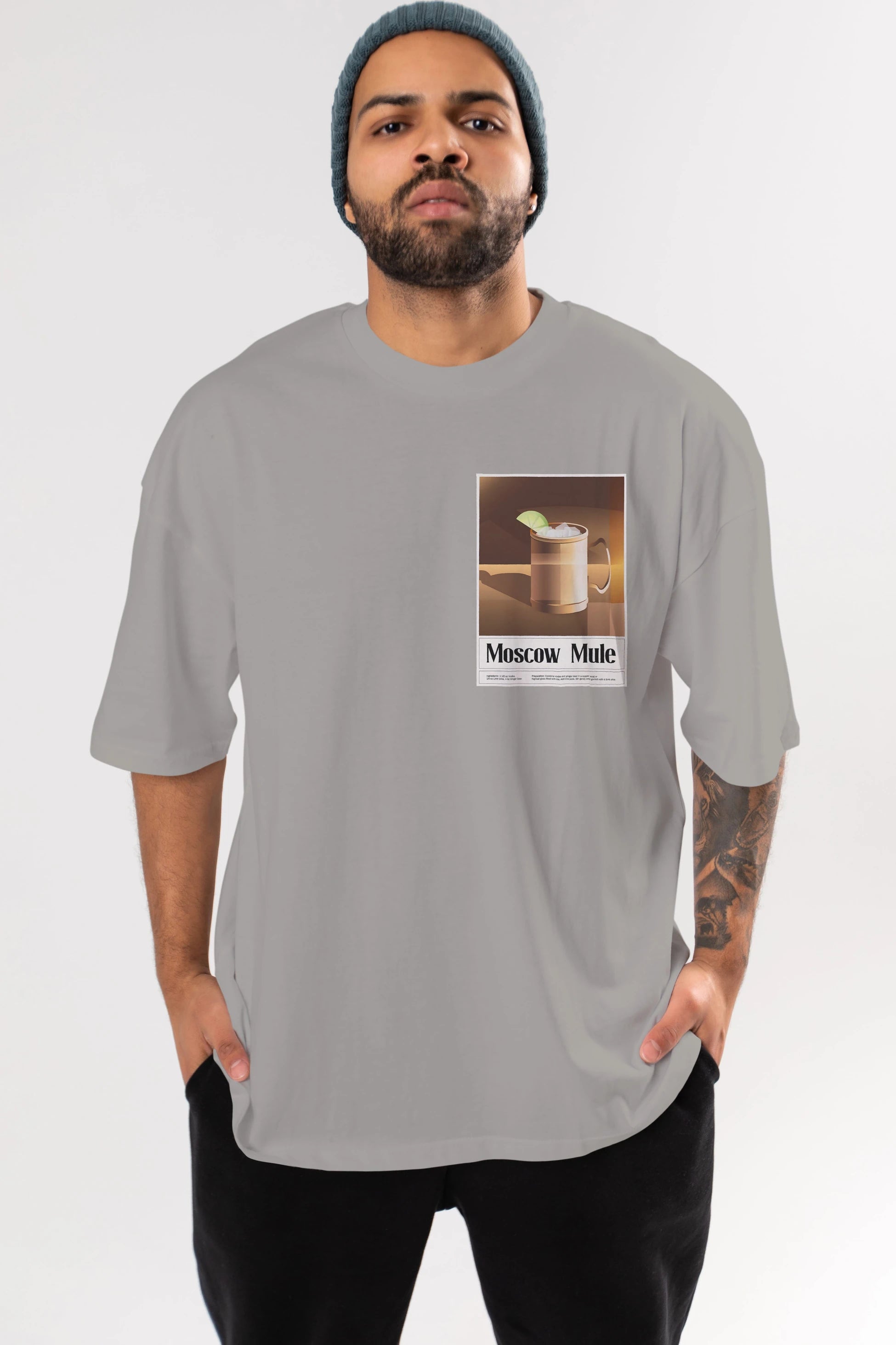 Moscow Mule 3 Ön Sol Baskılı Oversize t-shirt Erkek Kadın Unisex %100 Pamuk Bisiklet Yaka tişort