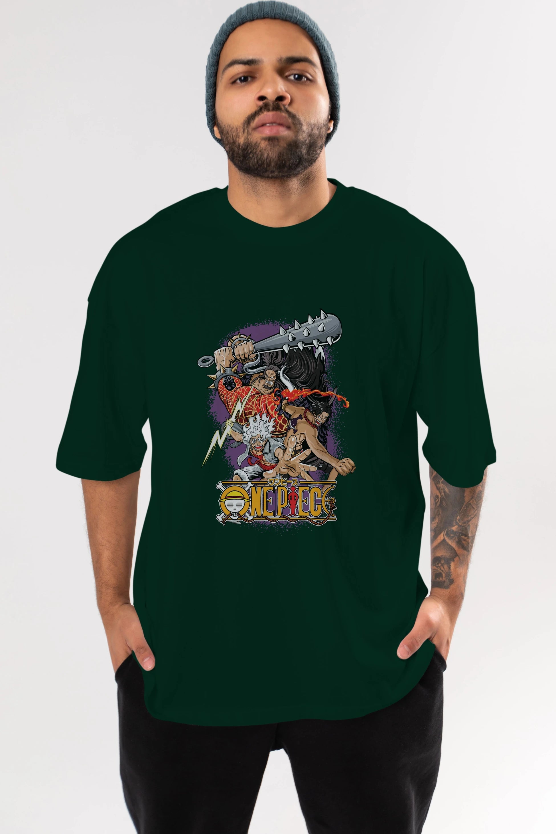 ONE PIECE (6) Anime Ön Baskılı Oversize t-shirt %100 pamuk Erkek Kadın Unisex