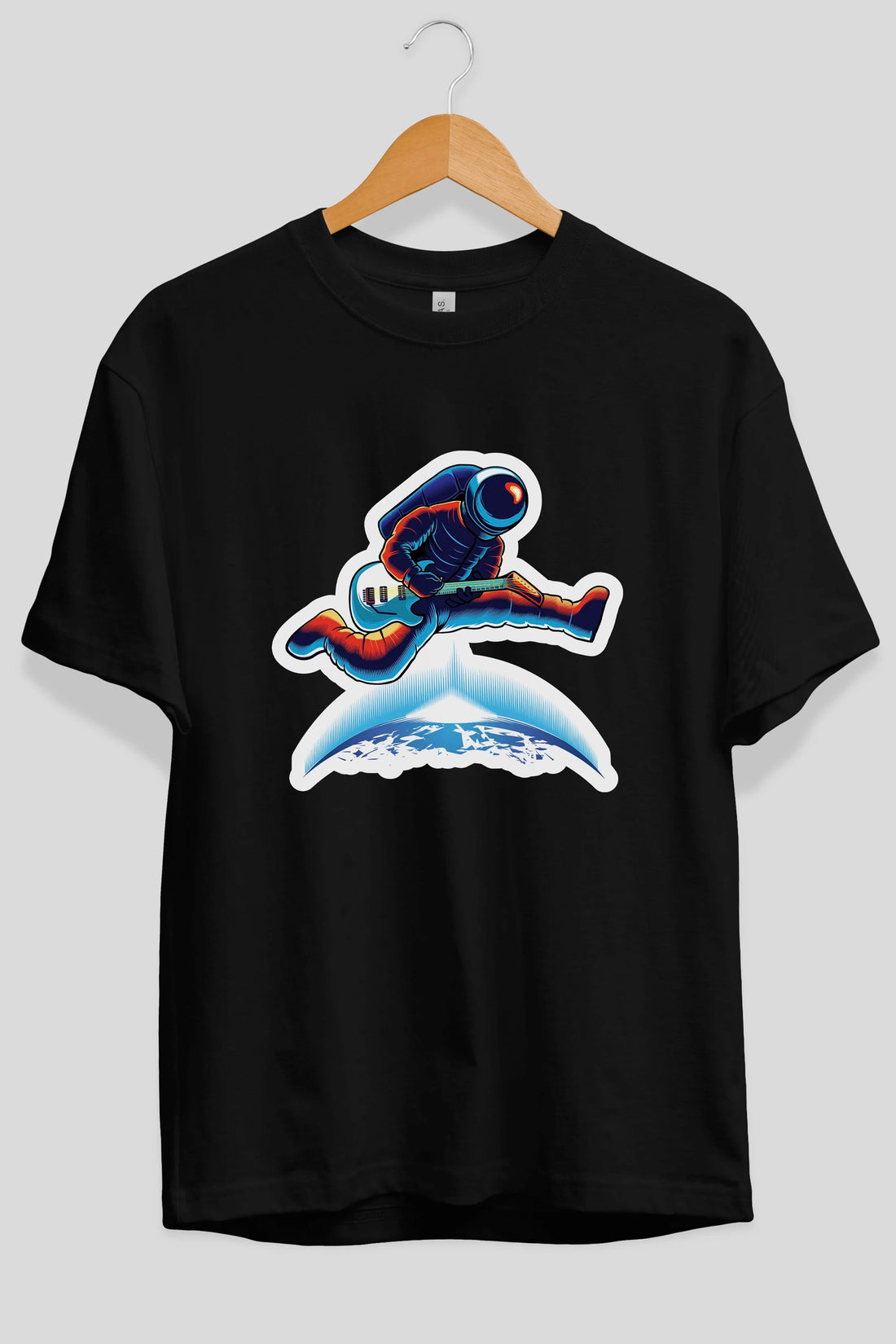 Astroguitar Sticker Ön Baskılı Oversize t-shirt Erkek Kadın Unisex