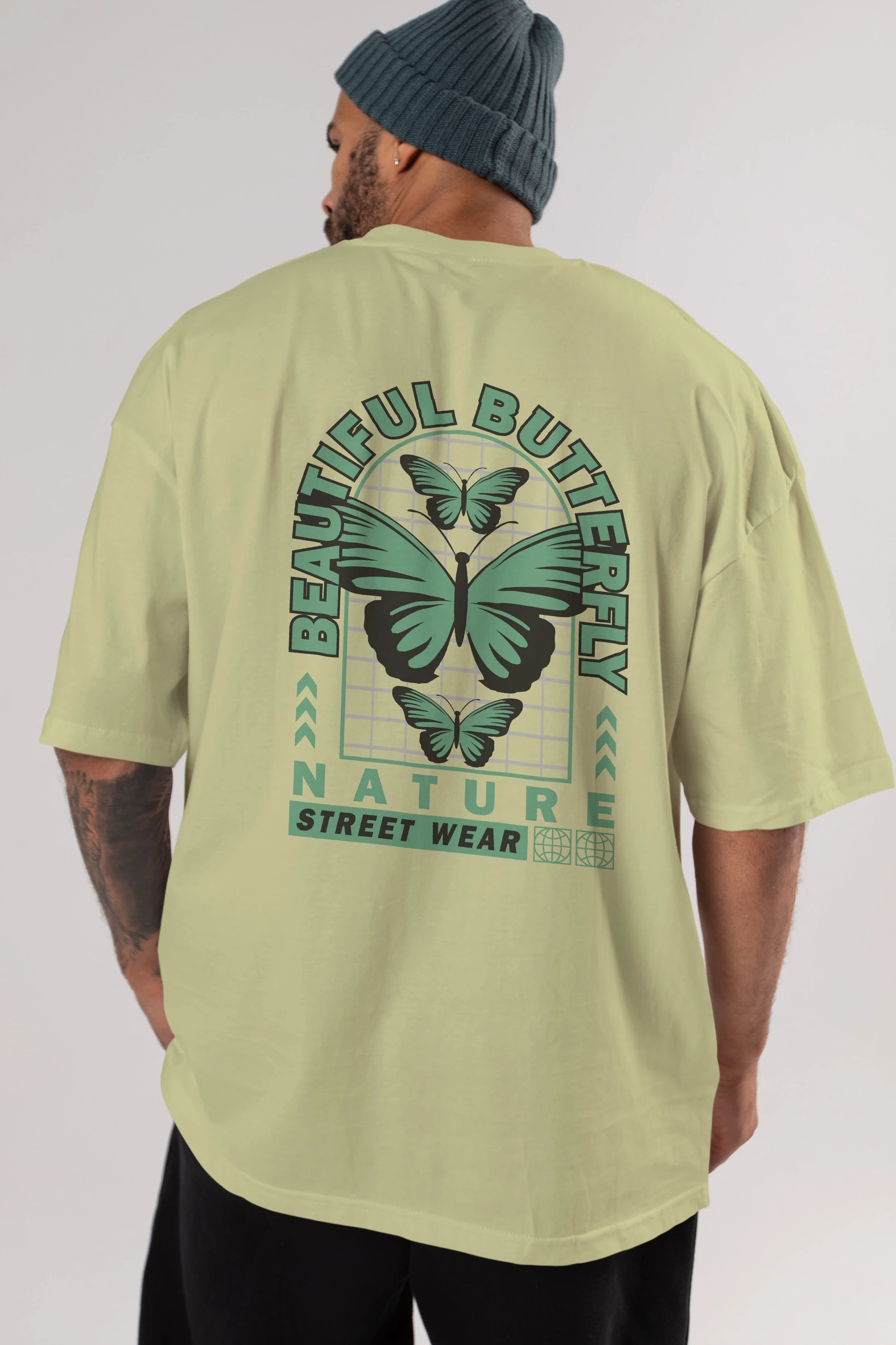 Beautiful Butterfly Arka Baskılı Oversize t-shirt Erkek Kadın Unisex