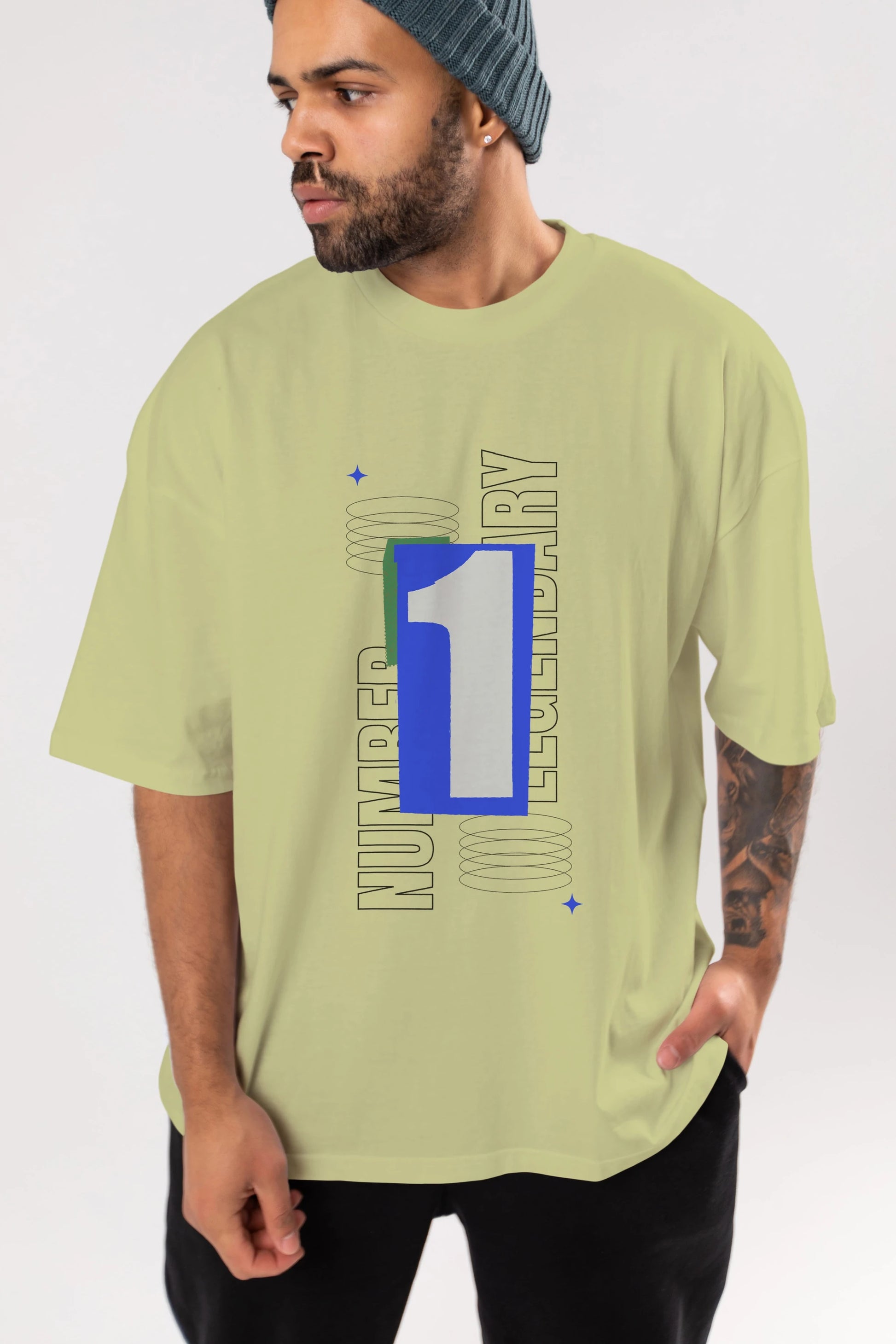 Number 1 Yazılı Ön Baskılı Oversize t-shirt Erkek Kadın Unisex