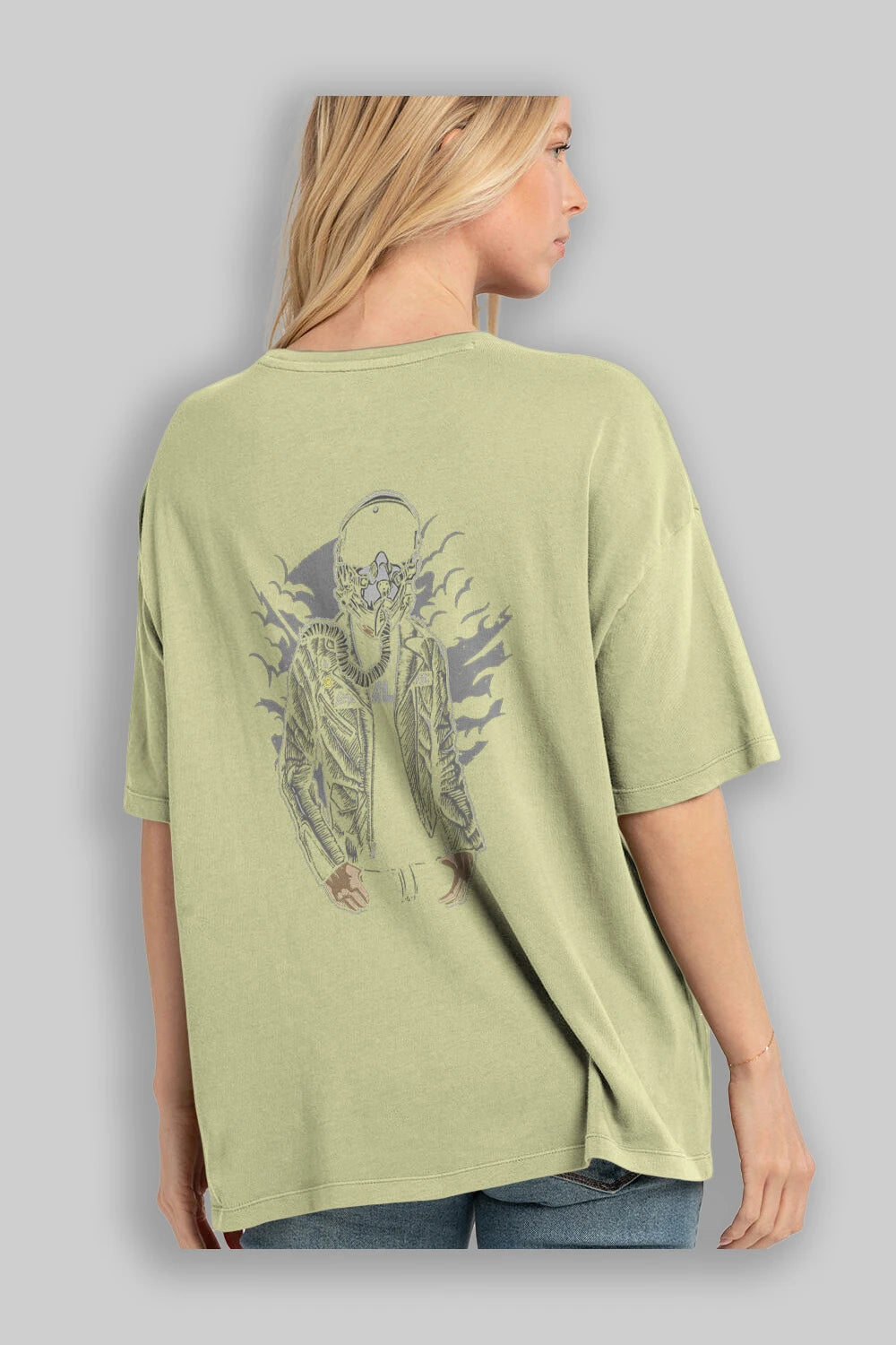 Sky Fighter Arka Baskılı Oversize t-shirt Erkek Kadın Unisex %100 Pamuk