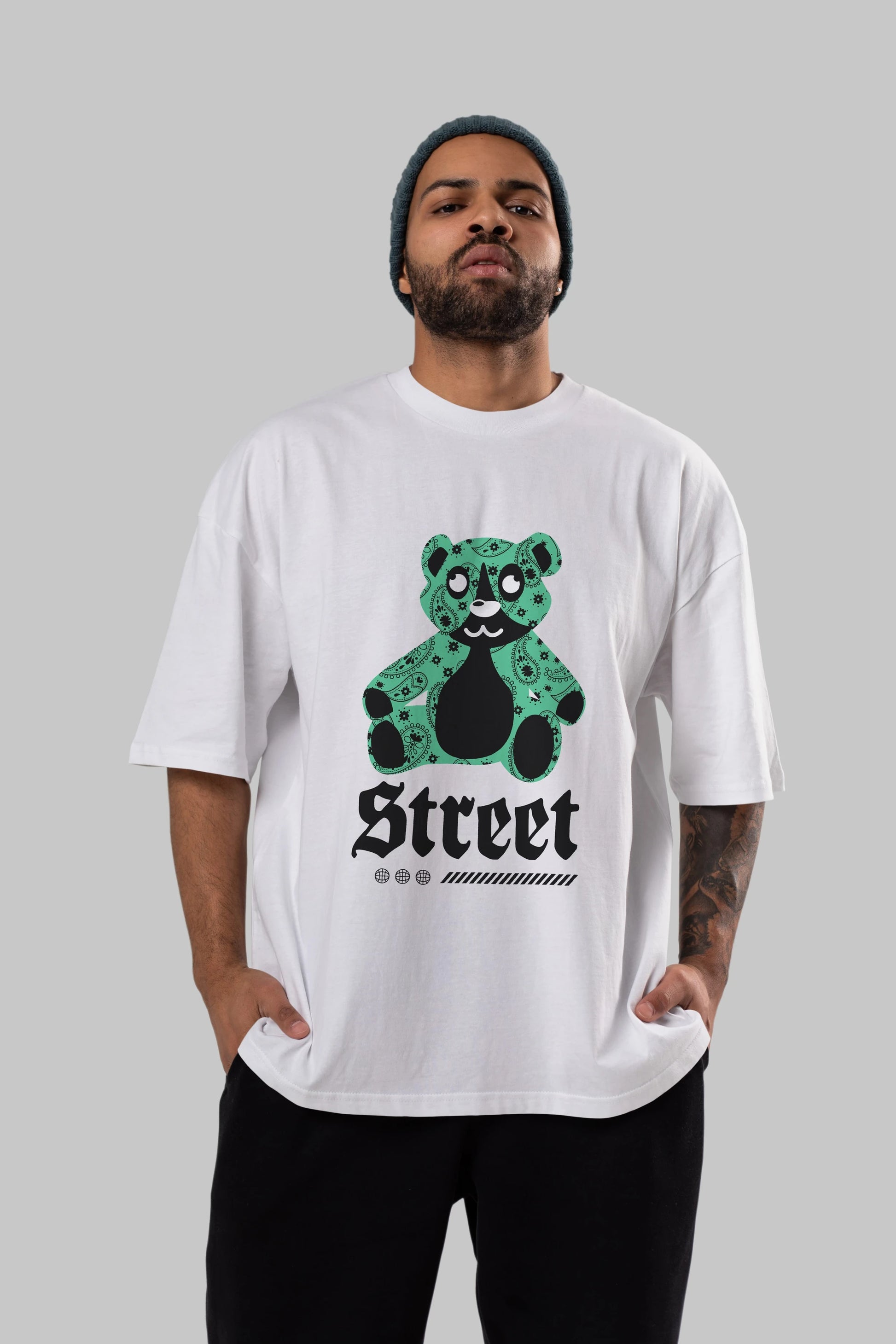 Street Bear Ön Baskılı Oversize t-shirt Erkek Kadın Unisex