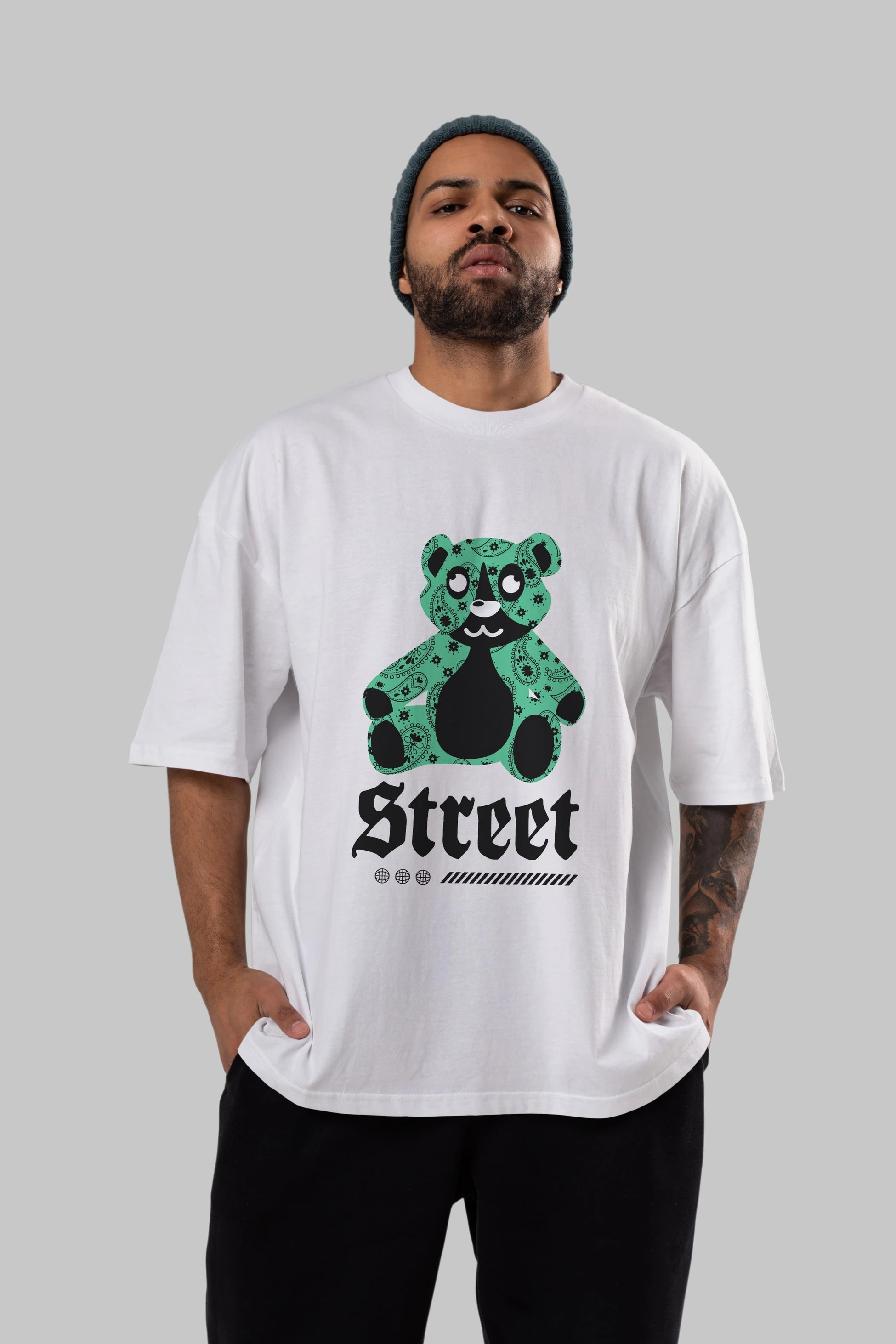 Street Bear Ön Baskılı Oversize t-shirt Erkek Kadın Unisex