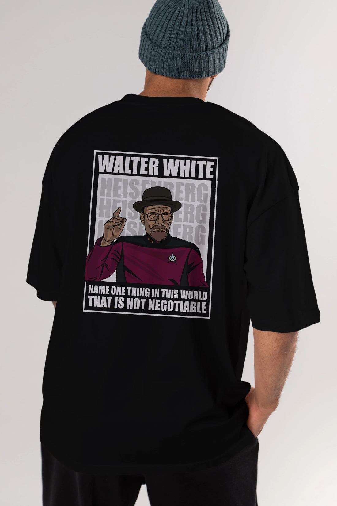 Captain Pixard Heisenberg Arka Baskılı Oversize t-shirt Erkek Kadın Unisex %100 Pamuk tişort