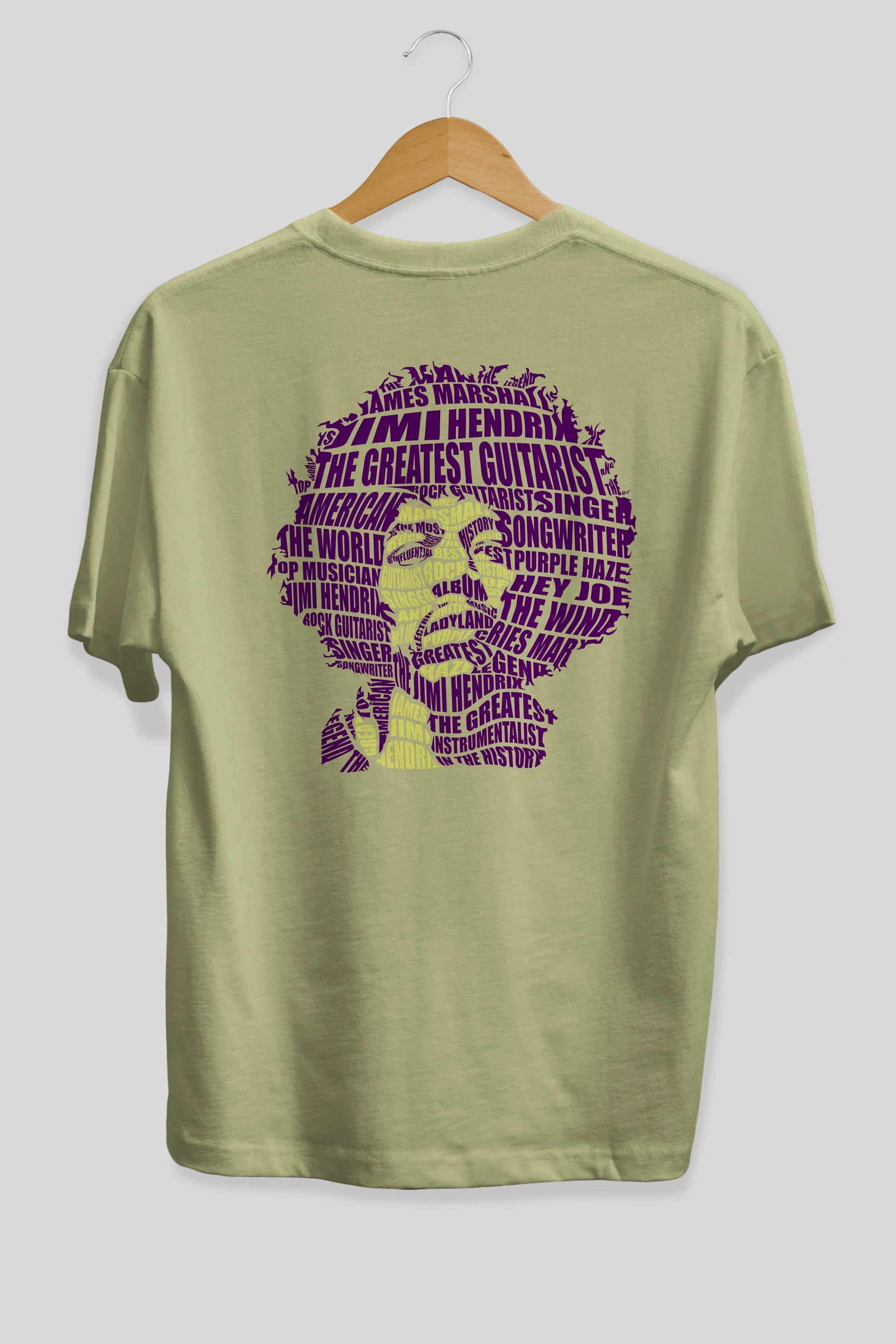 Jimmy Hendrix Calligram Arka Baskılı Oversize t-shirt %100 pamuk Erkek Kadın Unisex