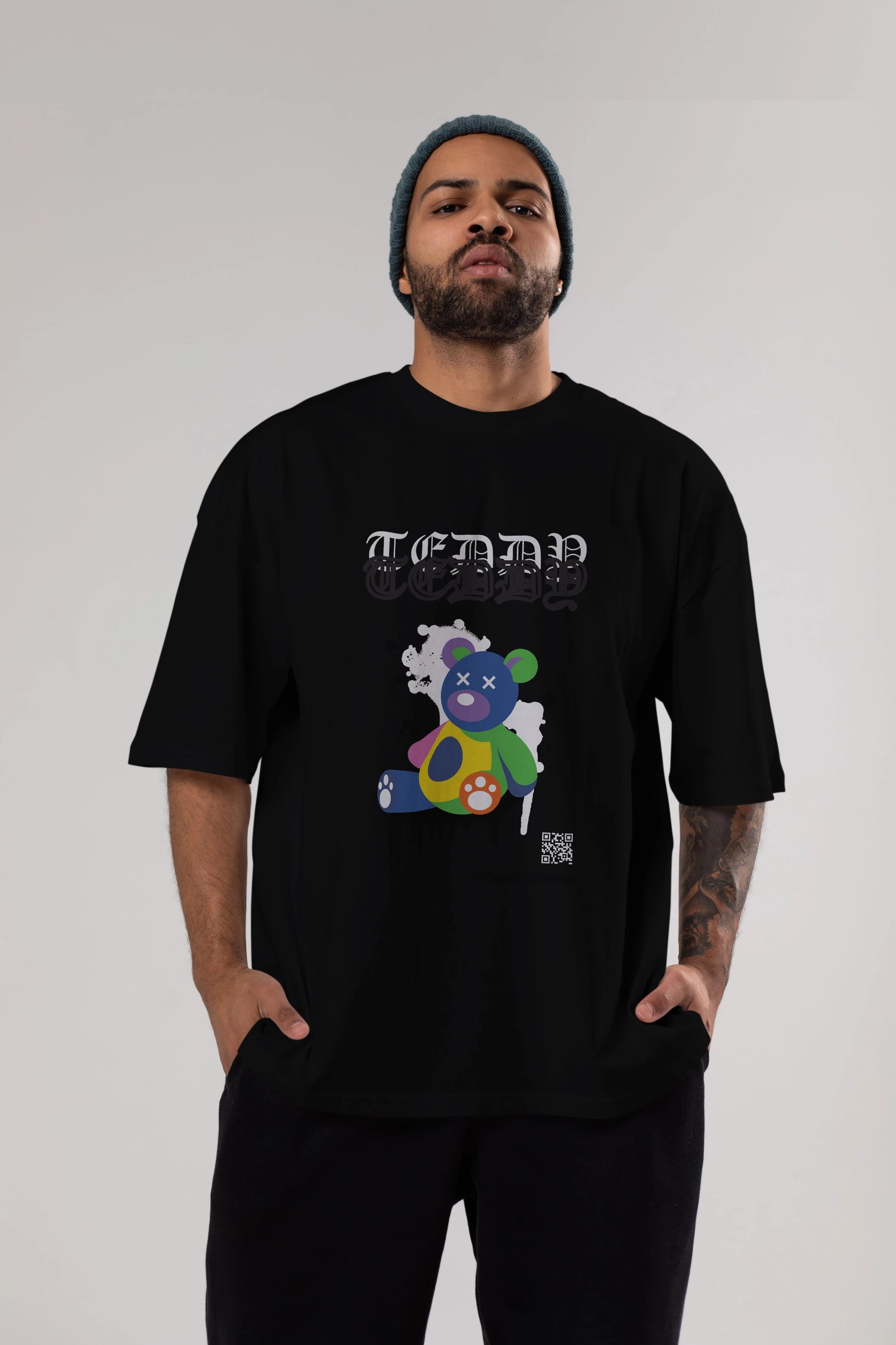 Teddy Bear Ön Baskılı Oversize t-shirt Erkek Kadın Unisex