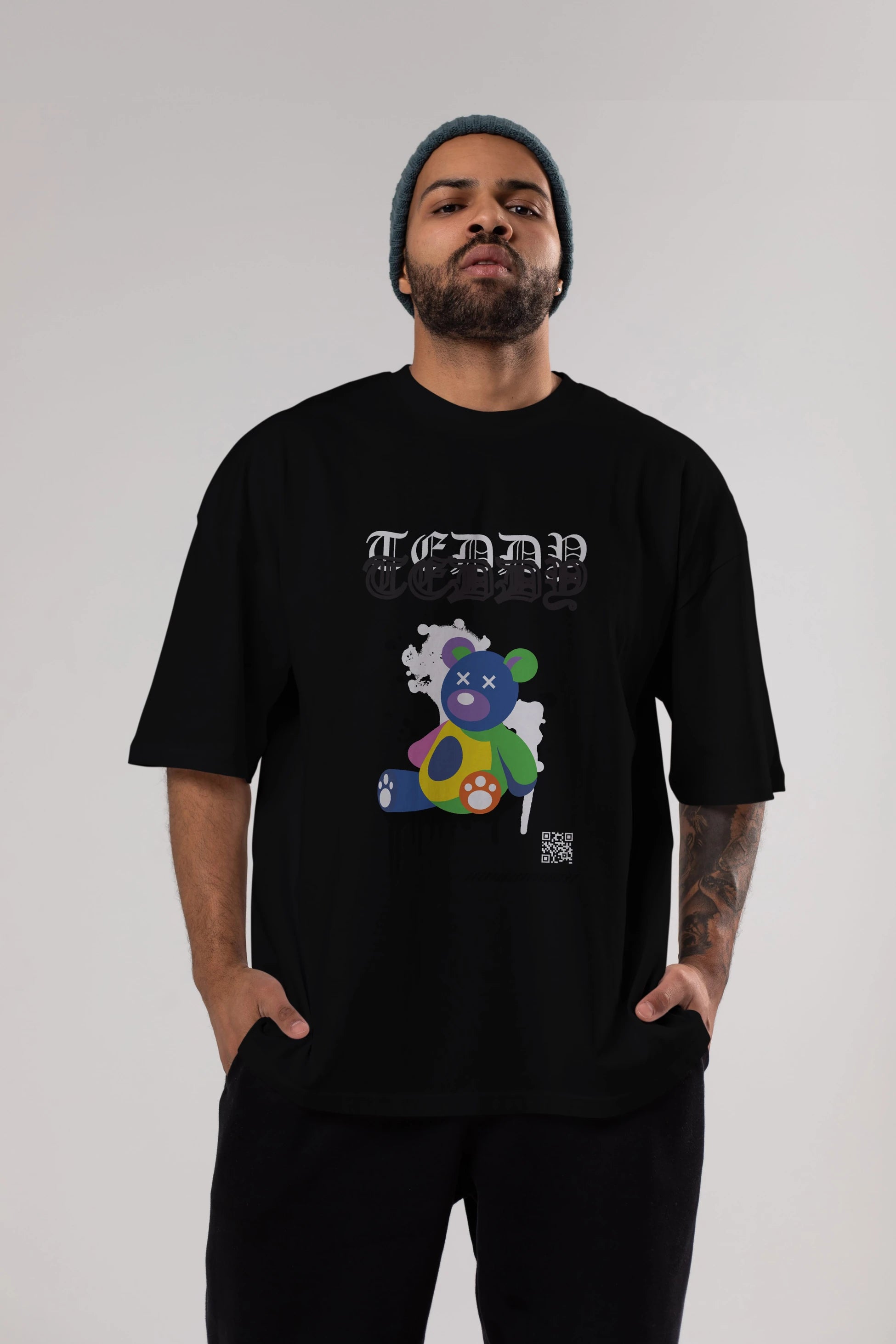 Teddy Bear Ön Baskılı Oversize t-shirt Erkek Kadın Unisex