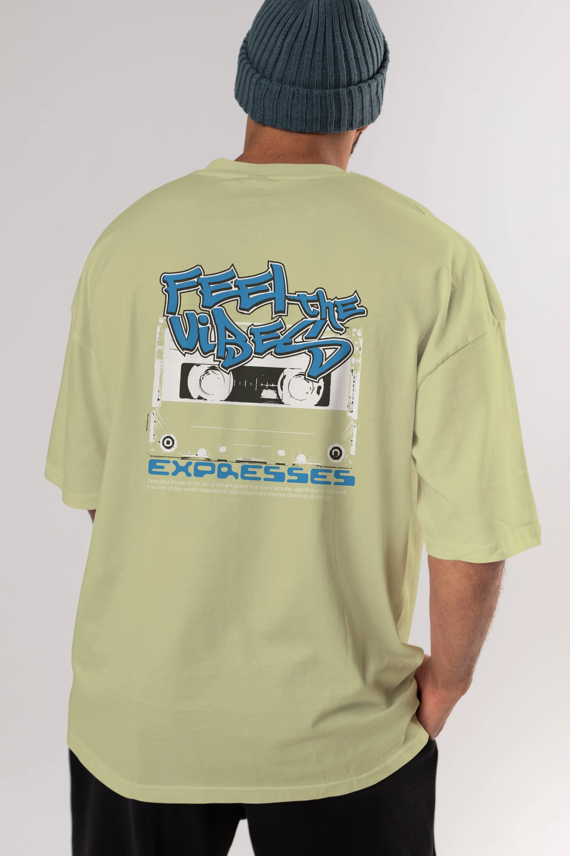 Feel The Vibes Arka Baskılı Oversize t-shirt Erkek Kadın Unisex