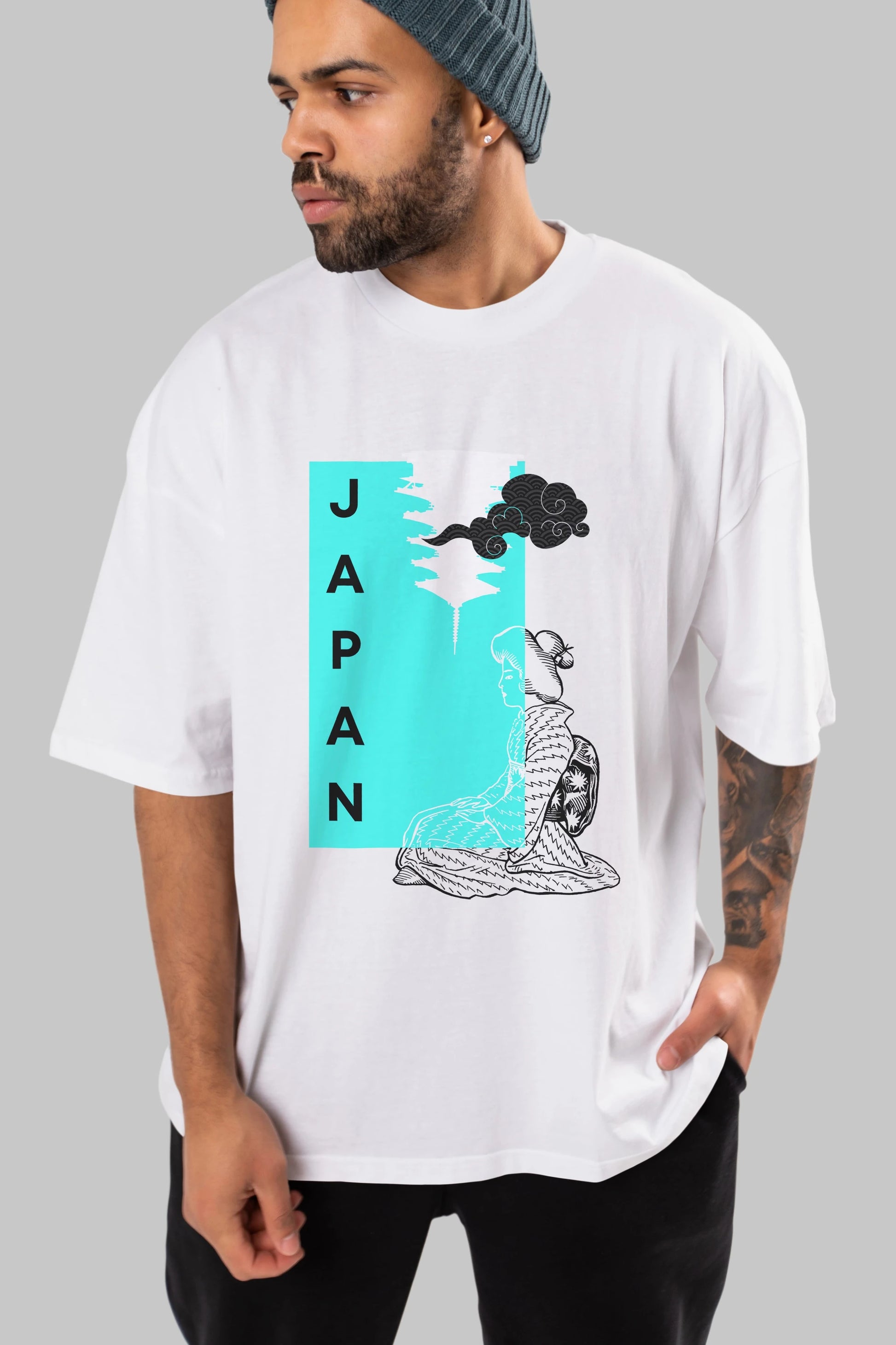 Japan Yazılı Streetwear Ön Baskılı Oversize t-shirt Erkek Kadın Unisex