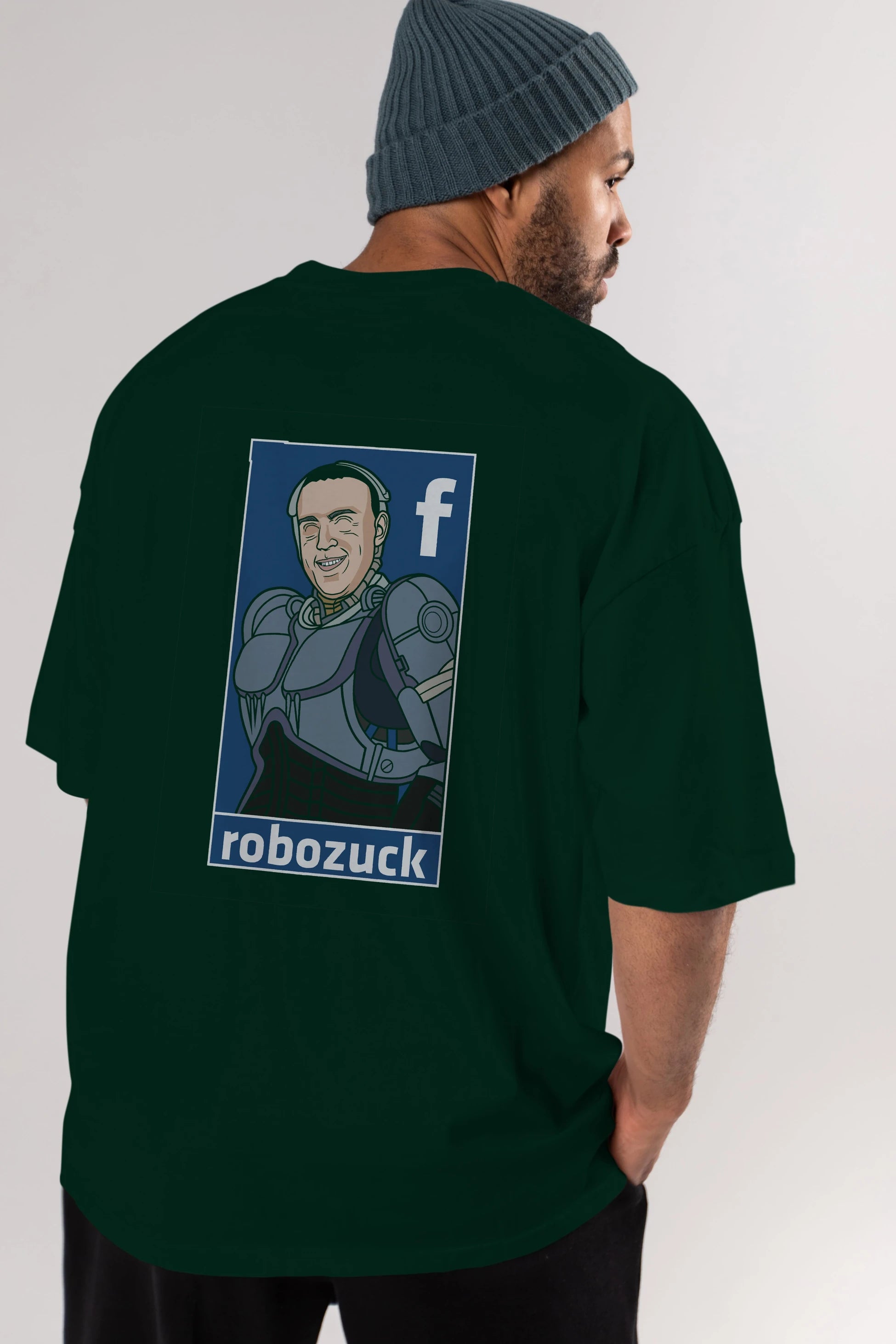 Robozuck Arka Baskılı Oversize t-shirt Erkek Kadın Unisex %100 Pamuk tişort