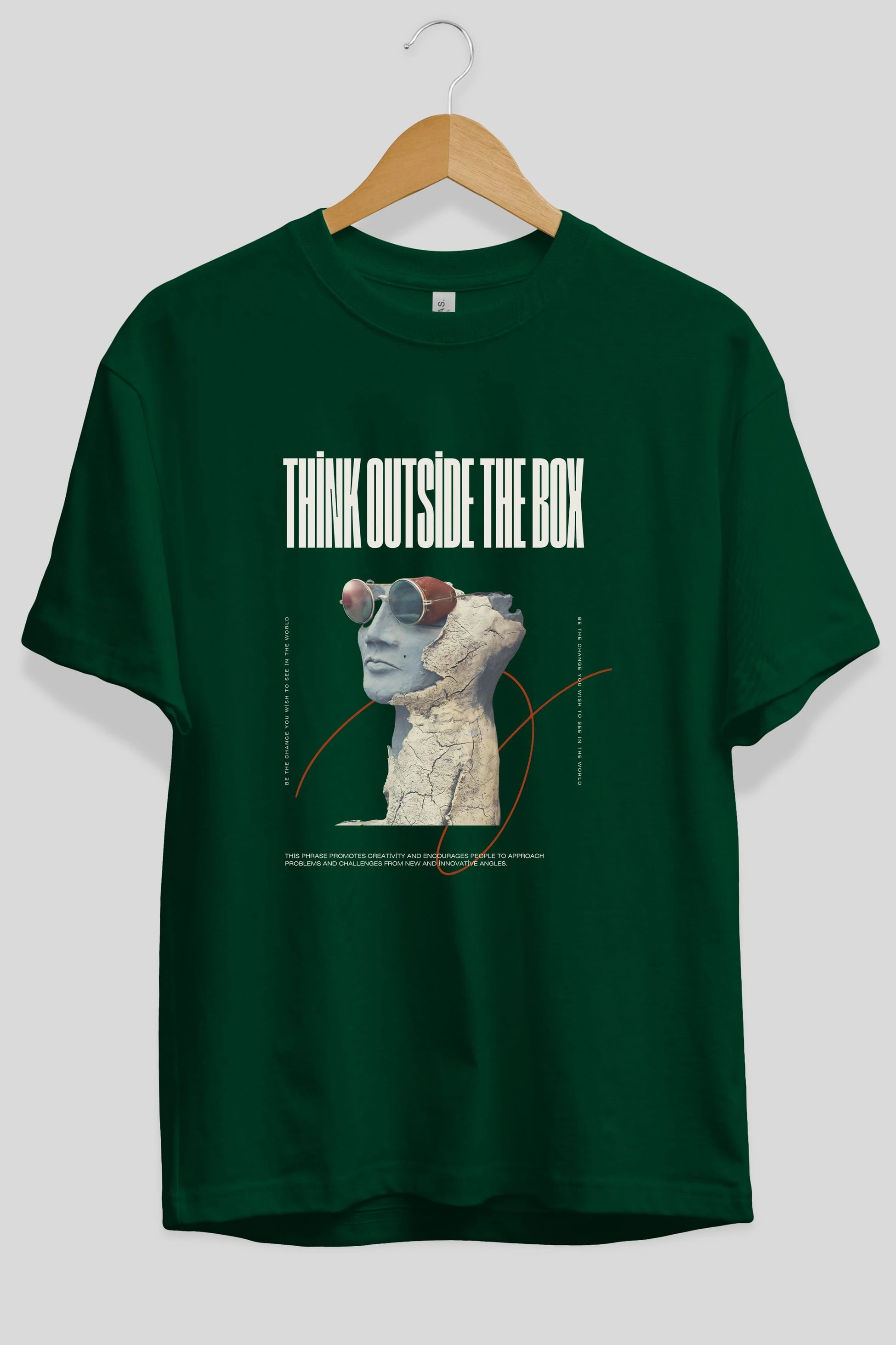 Think Outside The Box Ön Baskılı Oversize t-shirt Erkek Kadın Unisex