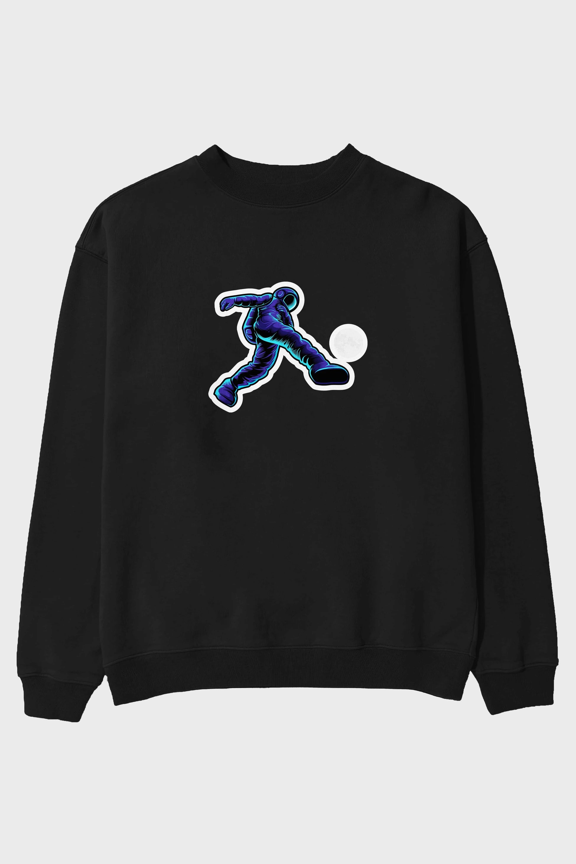 Astroball in Space Sticker Ön Baskılı Oversize Sweatshirt Erkek Kadın Unisex