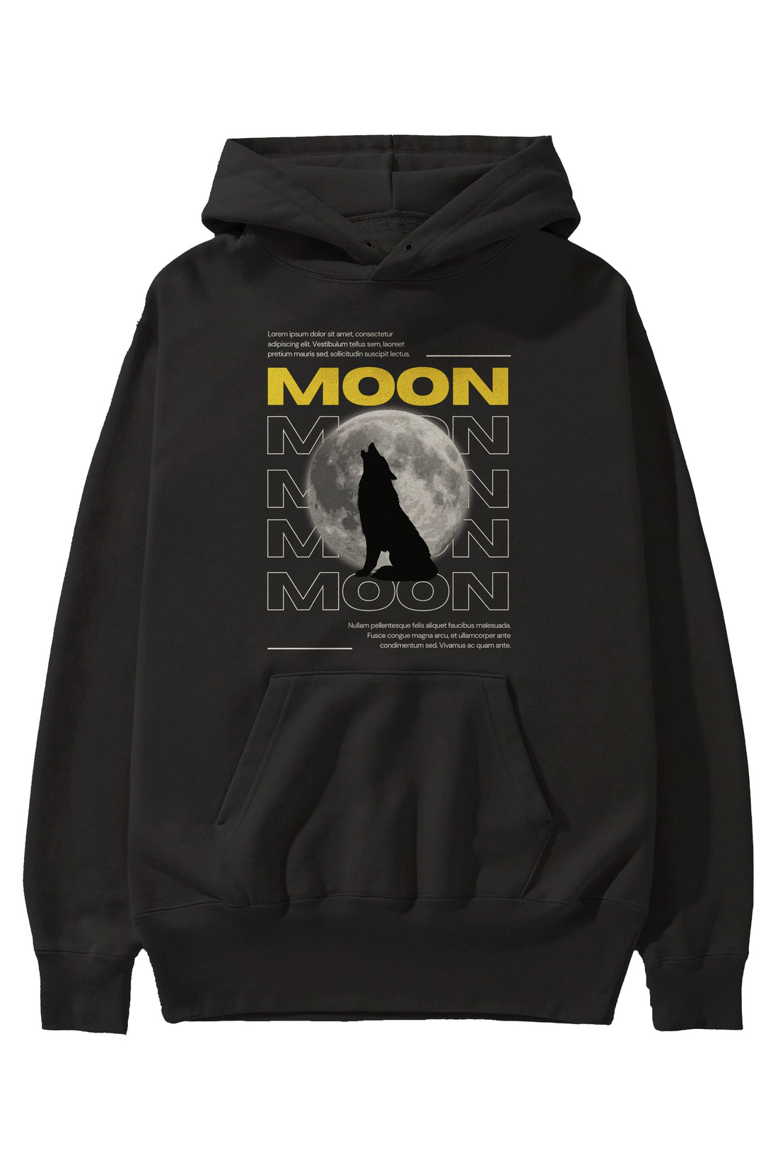 Moon Ön Baskılı Oversize Hoodie Kapüşonlu Sweatshirt Erkek Kadın Unisex