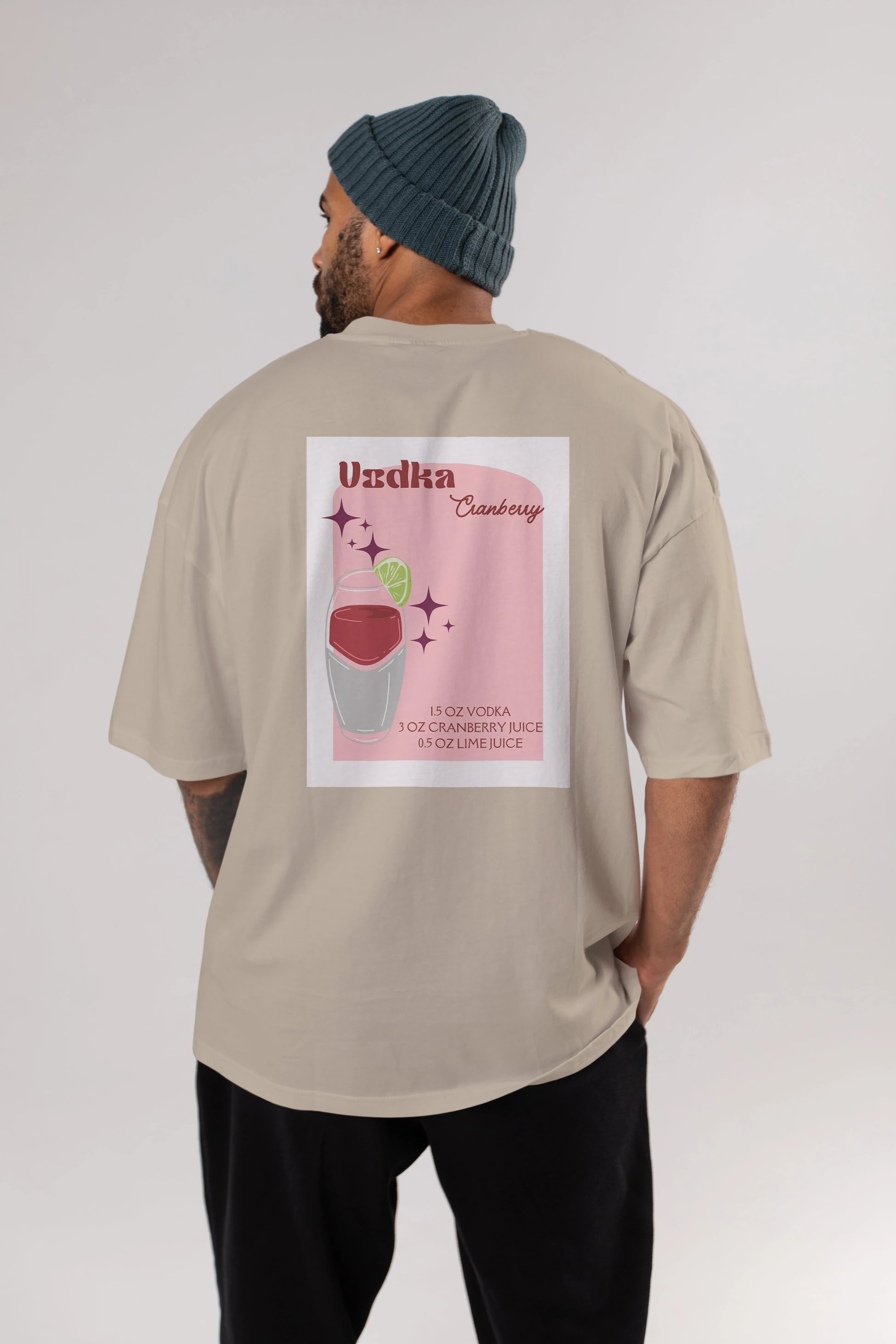 Vodka Cranberry 2 Arka Baskılı Oversize t-shirt Erkek Kadın Unisex %100 Pamuk Bisiklet Yaka tişort