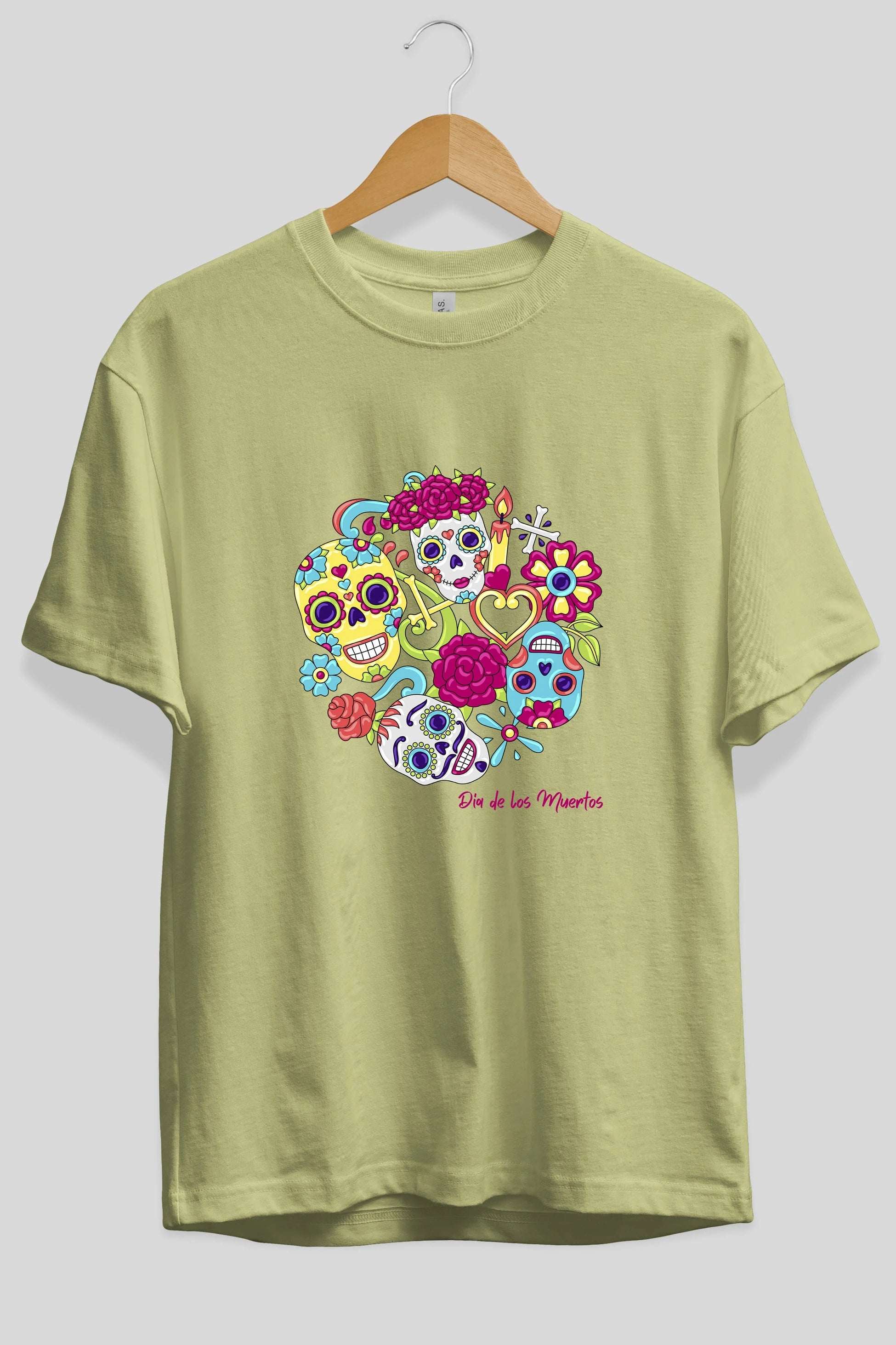 Dia de los Muertos Ön Baskılı Oversize t-shirt Erkek Kadın Unisex