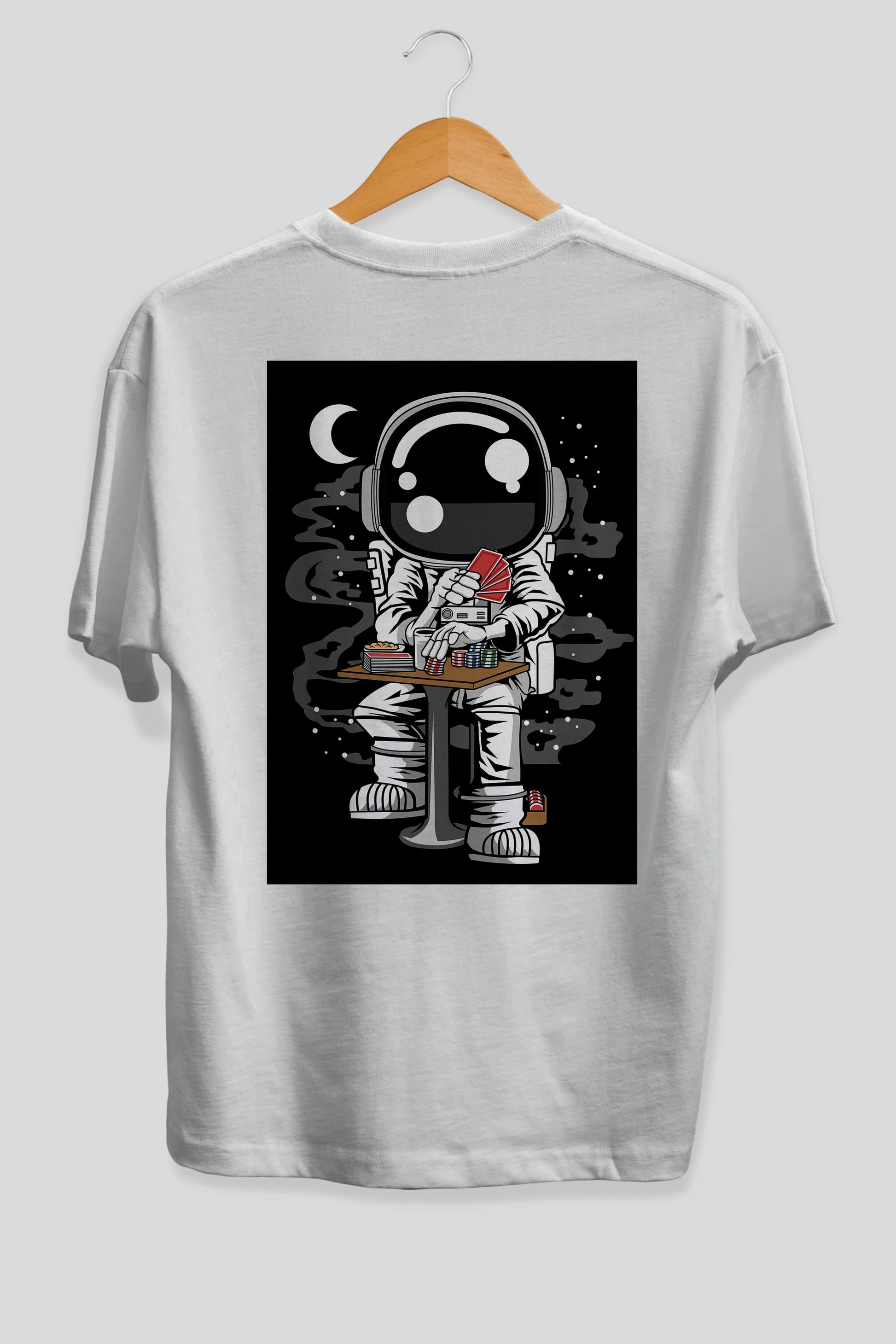 Astronaut Gambler Arka Baskılı Oversize t-shirt Erkek Kadın Unisex