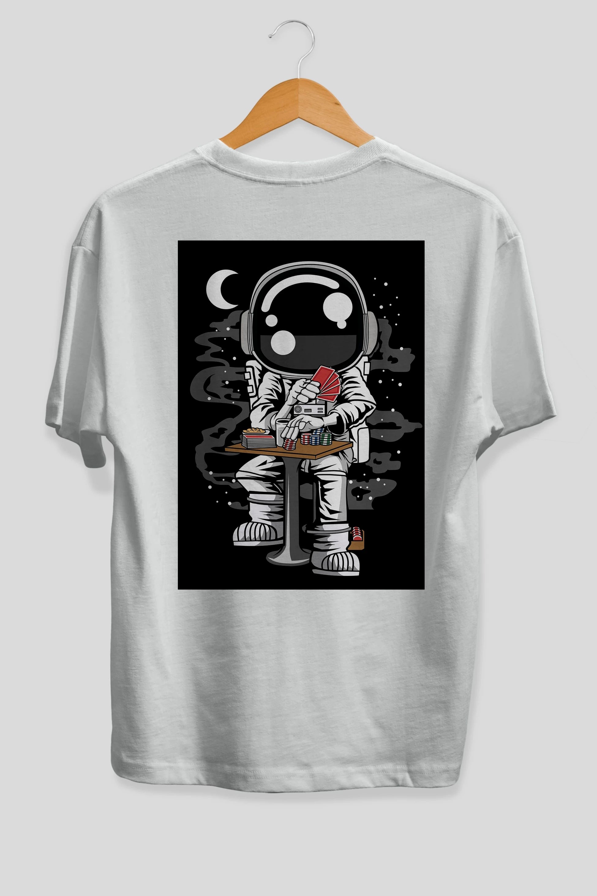 Astronaut Gambler Arka Baskılı Oversize t-shirt Erkek Kadın Unisex